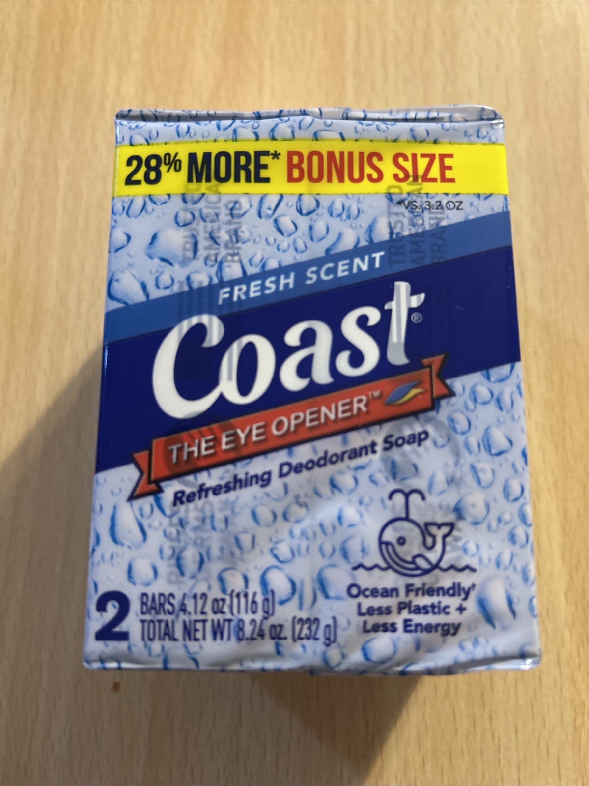 Pack of 2 Coast Deodorant Soap Bar Fresh Scent 4.12 oz Each Eye Opener