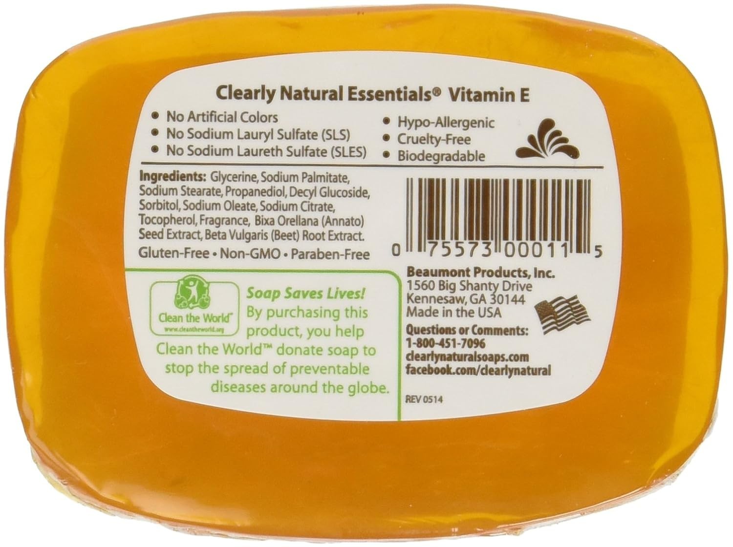CLEARLY NATURAL BAR SOAP,GLYCERINE,VIT E, 4 OZ