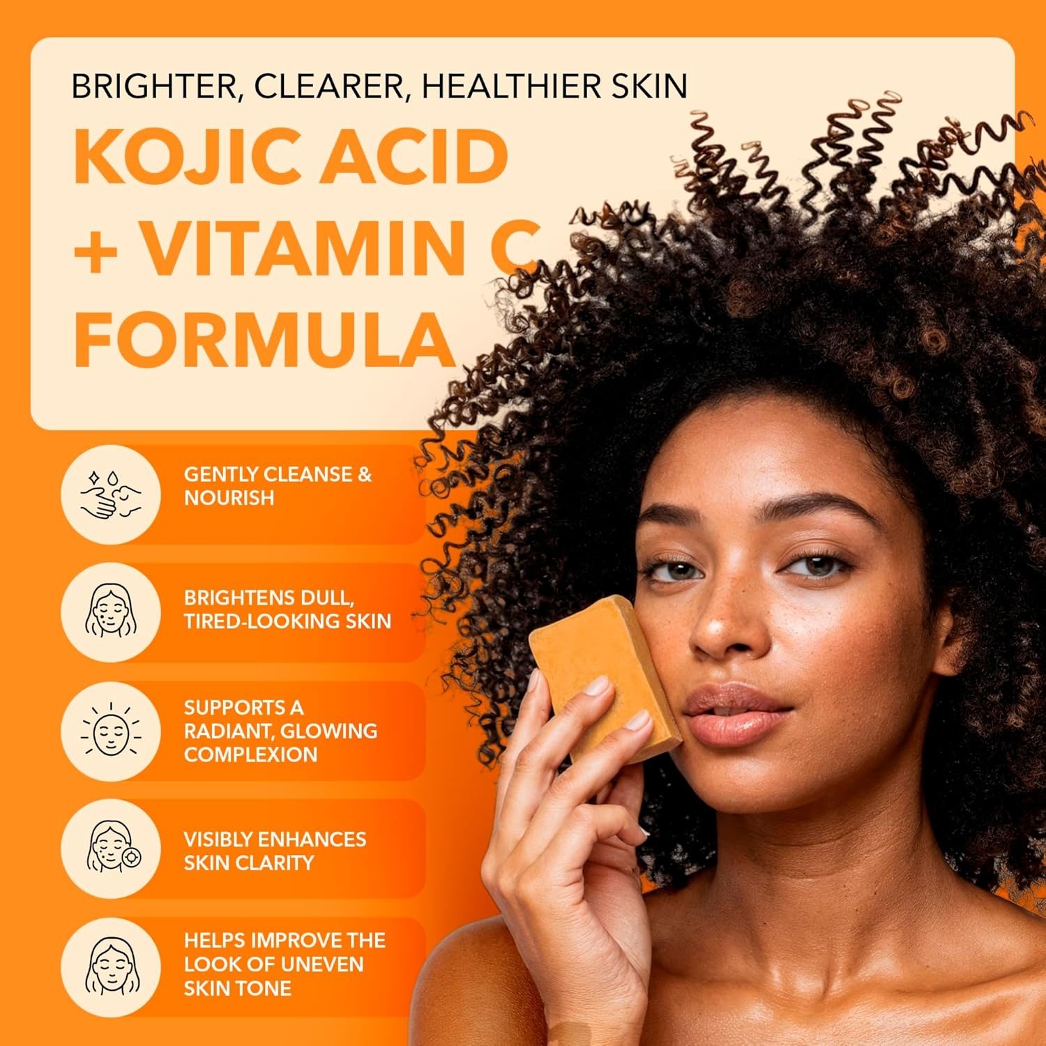 lunavia Kojic Acid Dark Spot Remover Soap Bar with Vitamin C, Turmeric, Retin