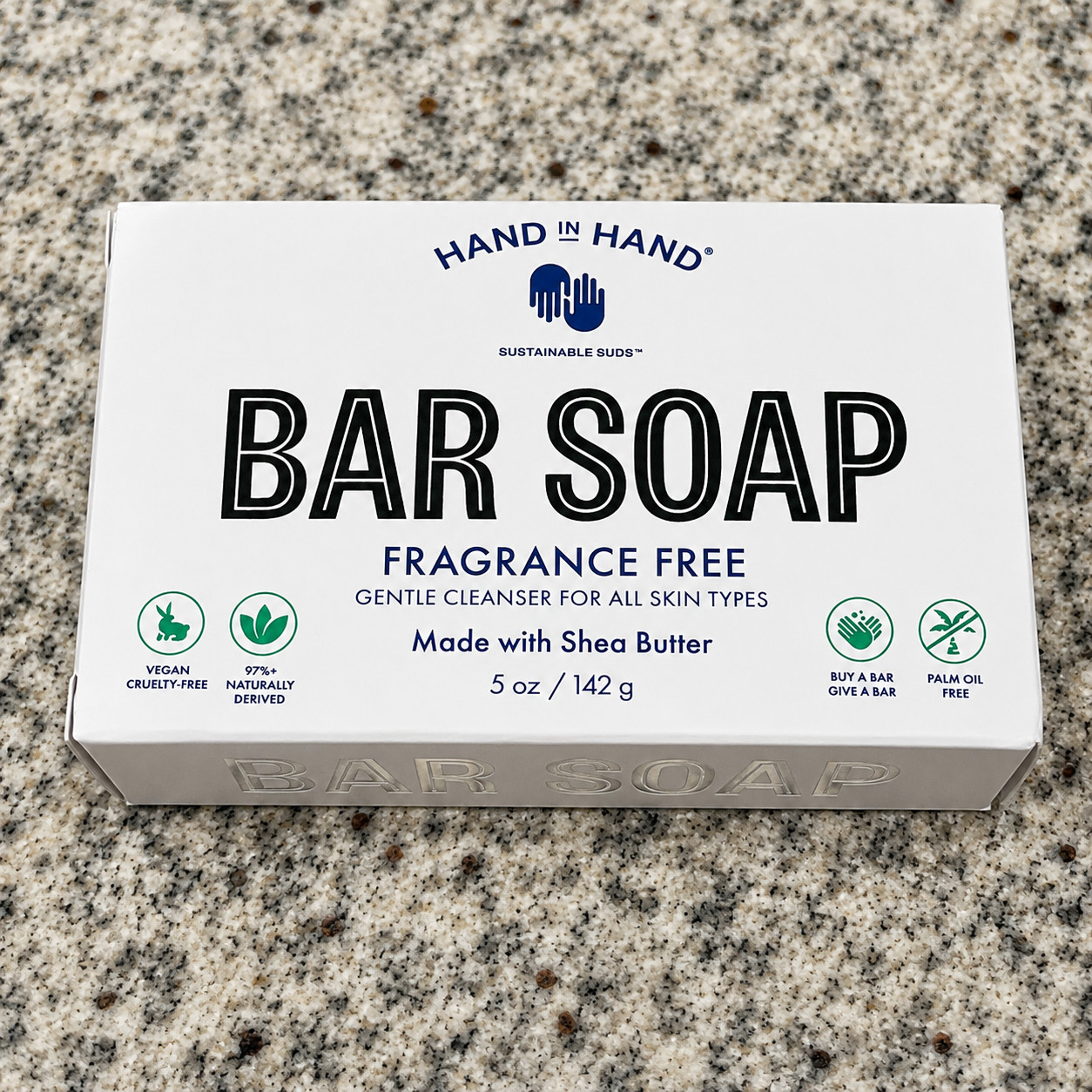 2 PCS.- Hand In Hand Bar Soaps Fragrance Free Gentle Cleanser All Skin 5 oz each