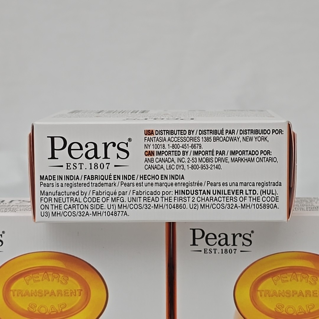 3 Pack Pears Pure & Gentle Transparent Soap 100g 3.5 oz. Bar Soap plant oils