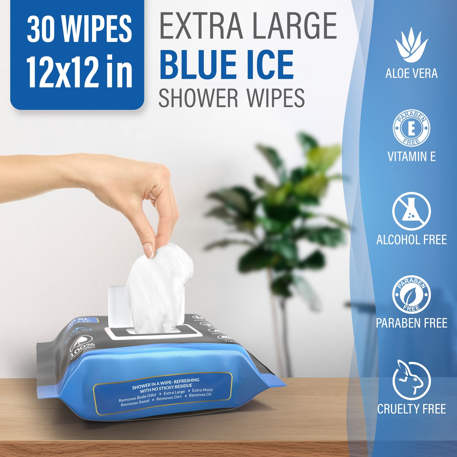 XXL Body Wipes for Face and Body Deodorizing Men’s Shower Wipes for Camping T…