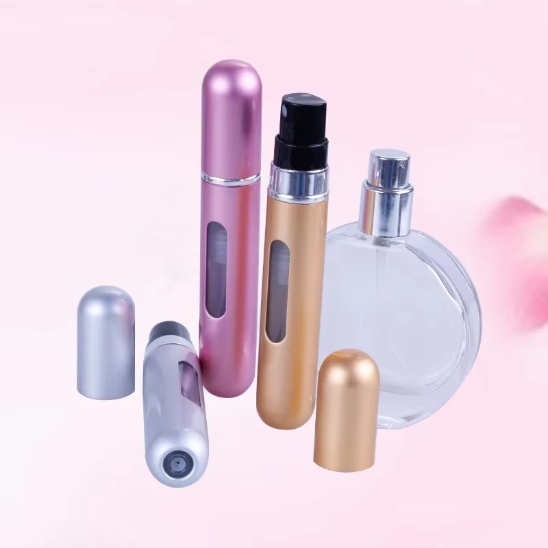 5 Pcs Refillable Travel Portable Perfume Atomizer Bottle Spray Pump Case 5/8 ML
