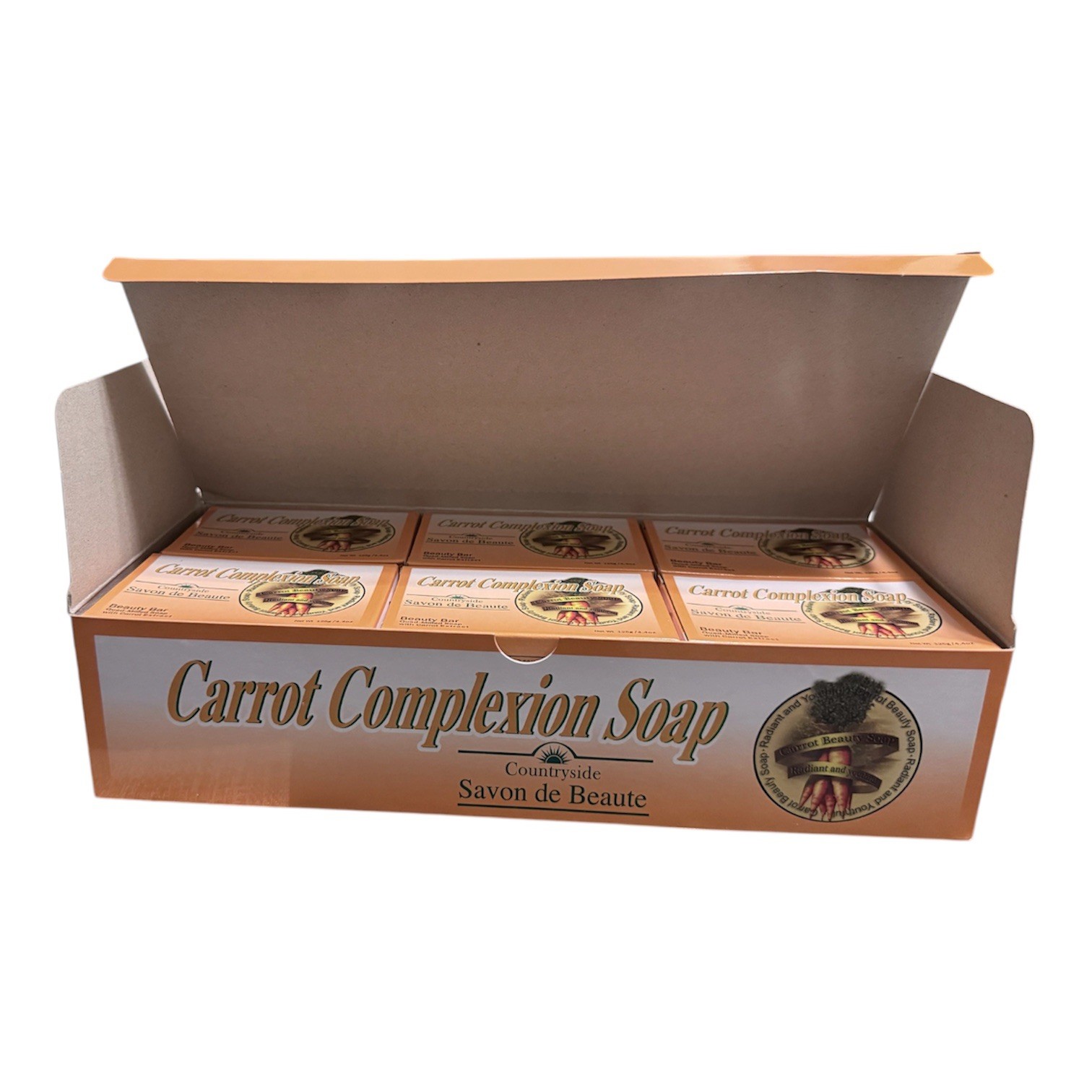 CARROT COMPLEXION SOAP BEAUTY BAR WITH CARROT OIL 125g (each) – 12-BARS