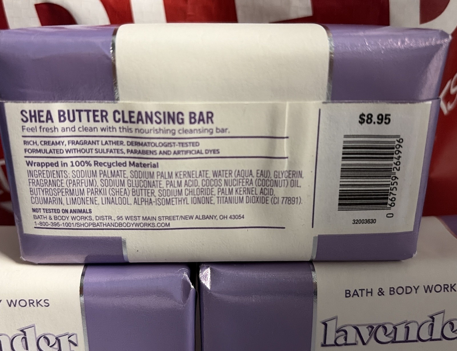 3x Bath & Body Works Lavender No.1 Cleanse Bar 5oz Shea Butter Soap Lot NEW