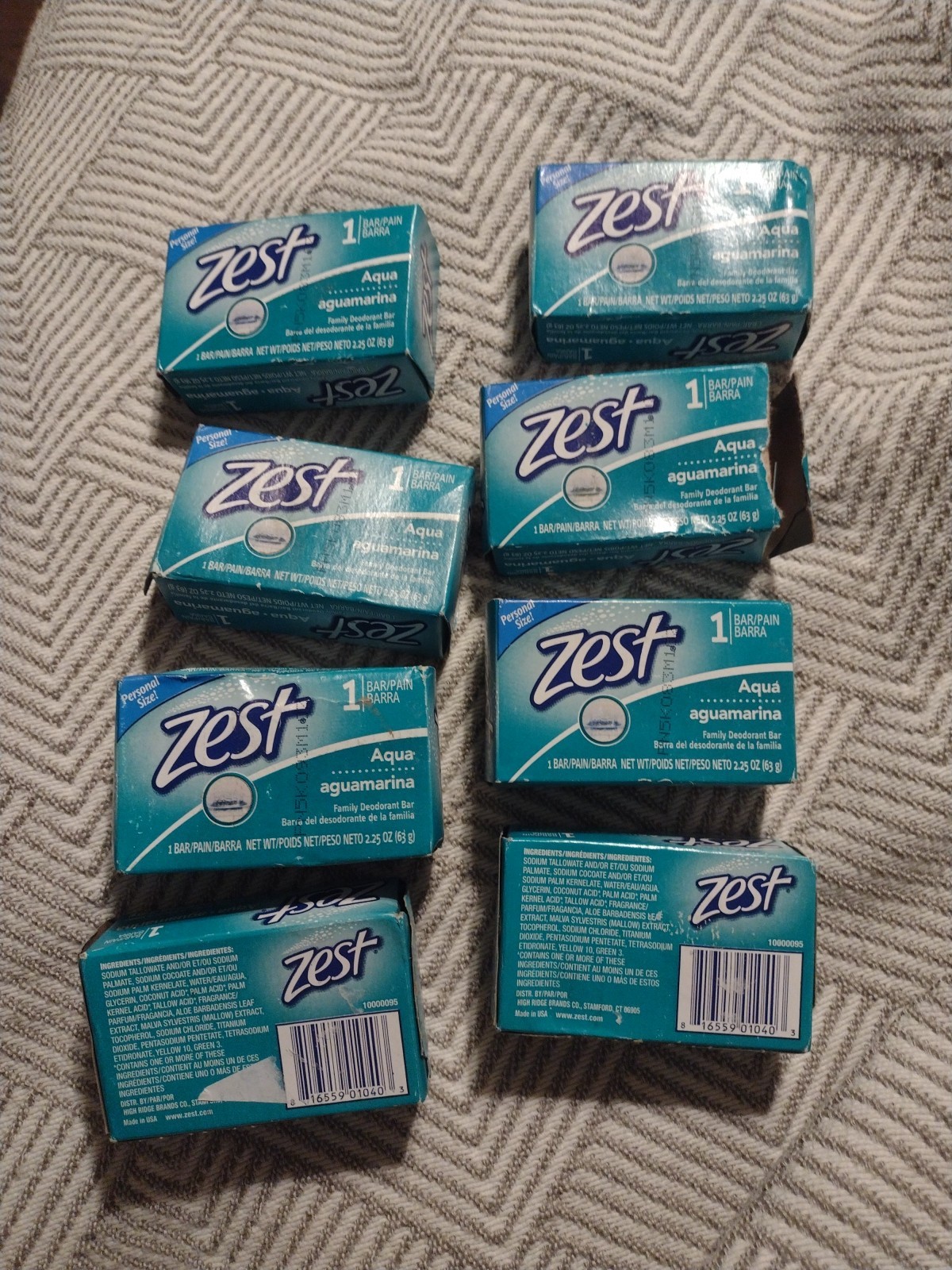 Lot Of 8 Zest Original Aguamarina Soap Personal Size 2.25 Oz With 2 Open Packs