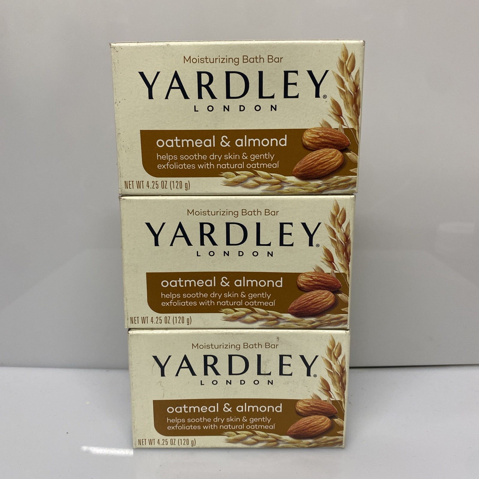 3X Yardley London Soap Bath Bar Oatmeal & Almond 4.25 Oz