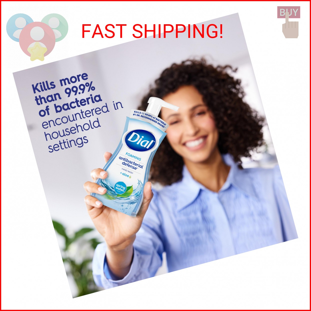 Dial Antibacterial Defense Foaming Hand Soap + Aloe, Spring Water Scent, 7.5 Fl