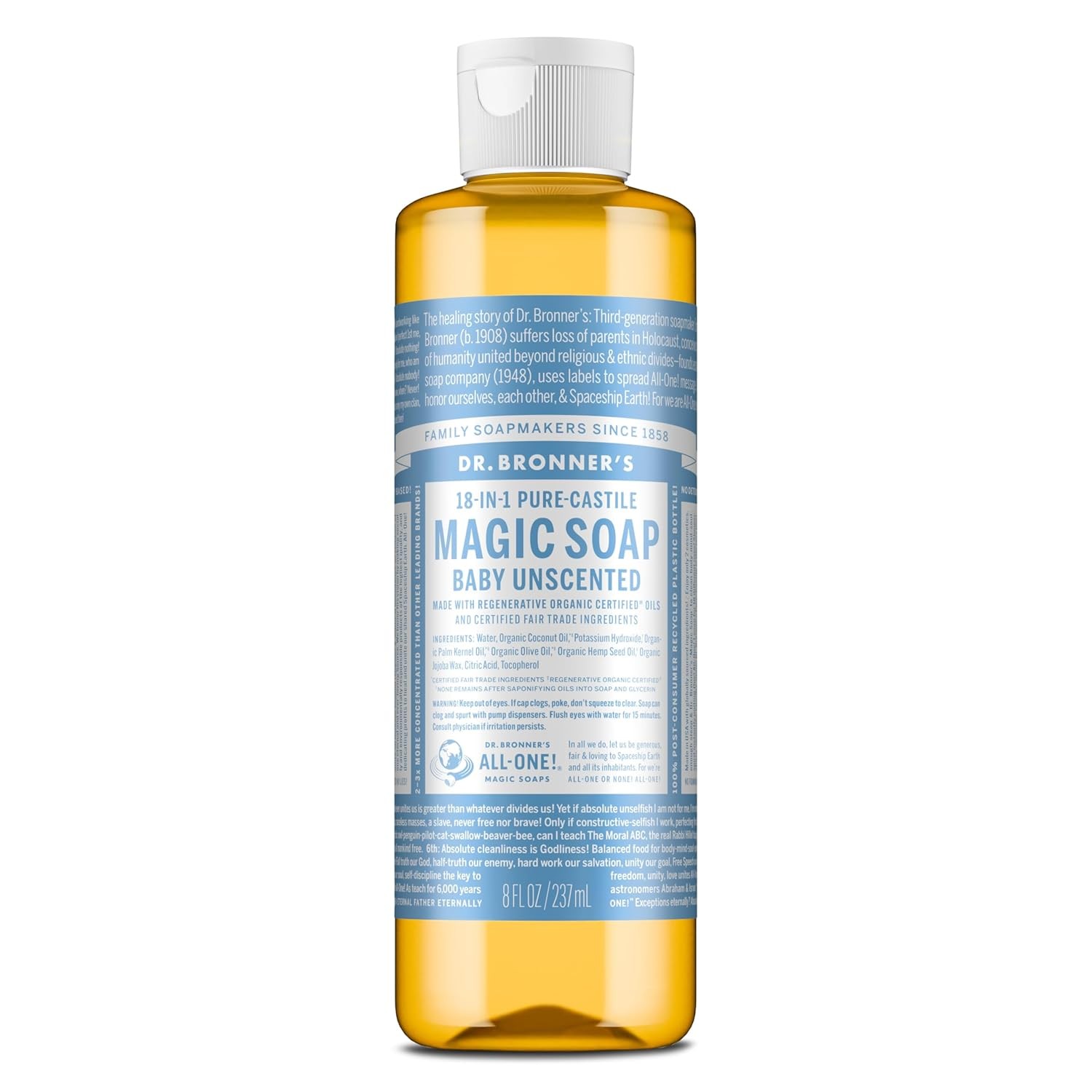Pure-Castile Magic Soap Liquid (Baby Unscented, 32 Ounce) – Made with Regenerati