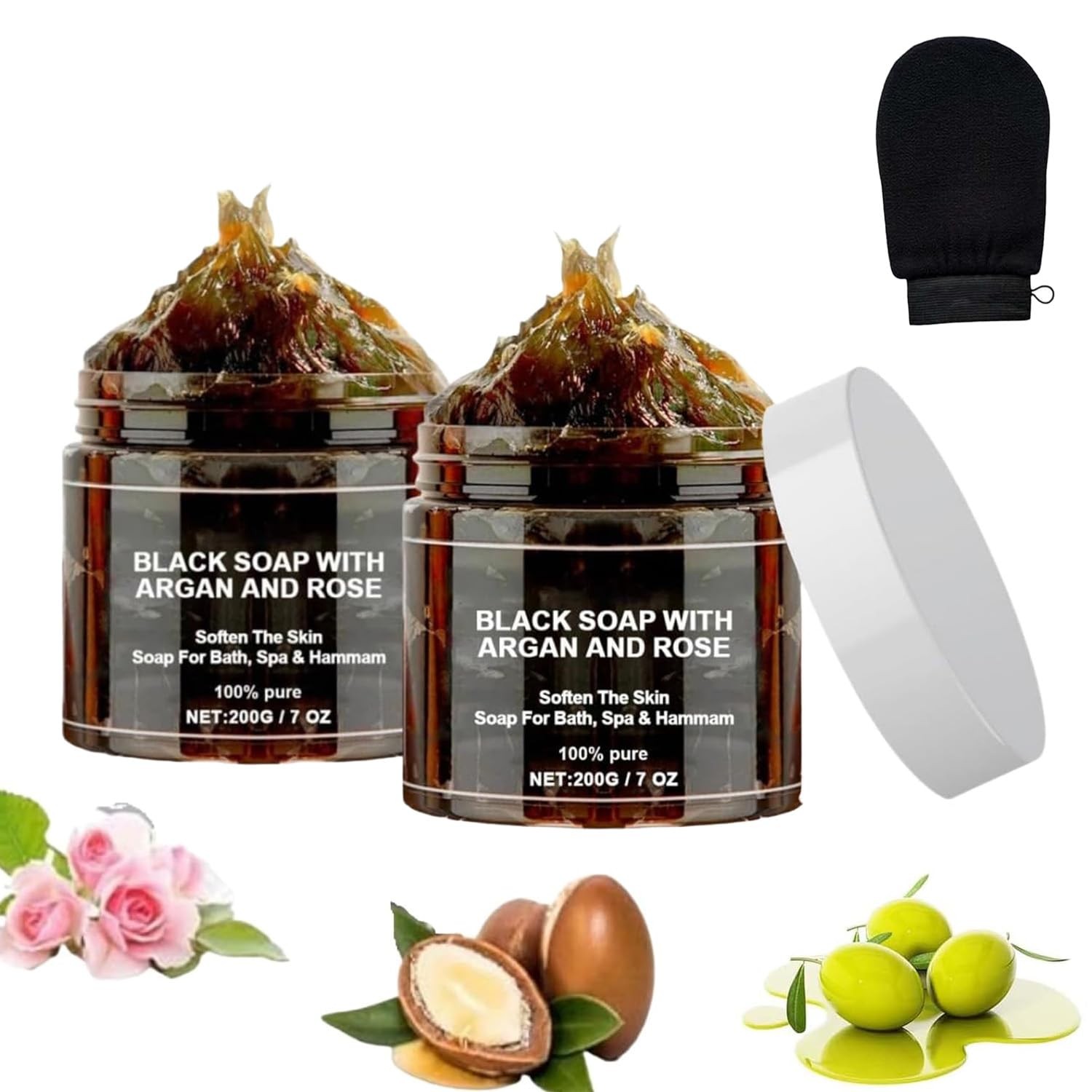 Morocco Black Soap With Argan And Rose, Zawina Morocco Black Beldi Soap, Zawi…