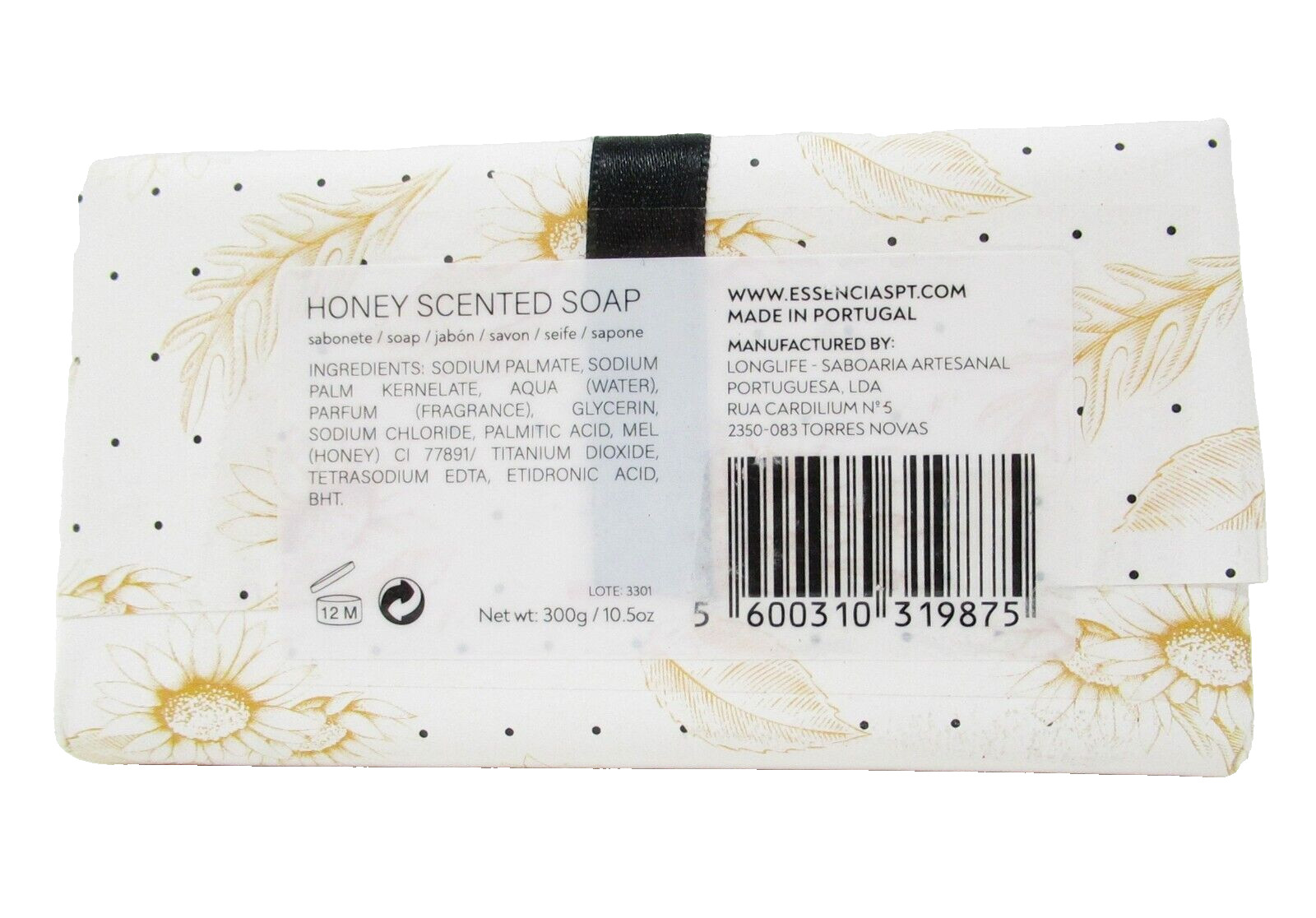 Essencias de Portugal Luxury Bath Bar Soap Honey scented 10.5oz triple milled