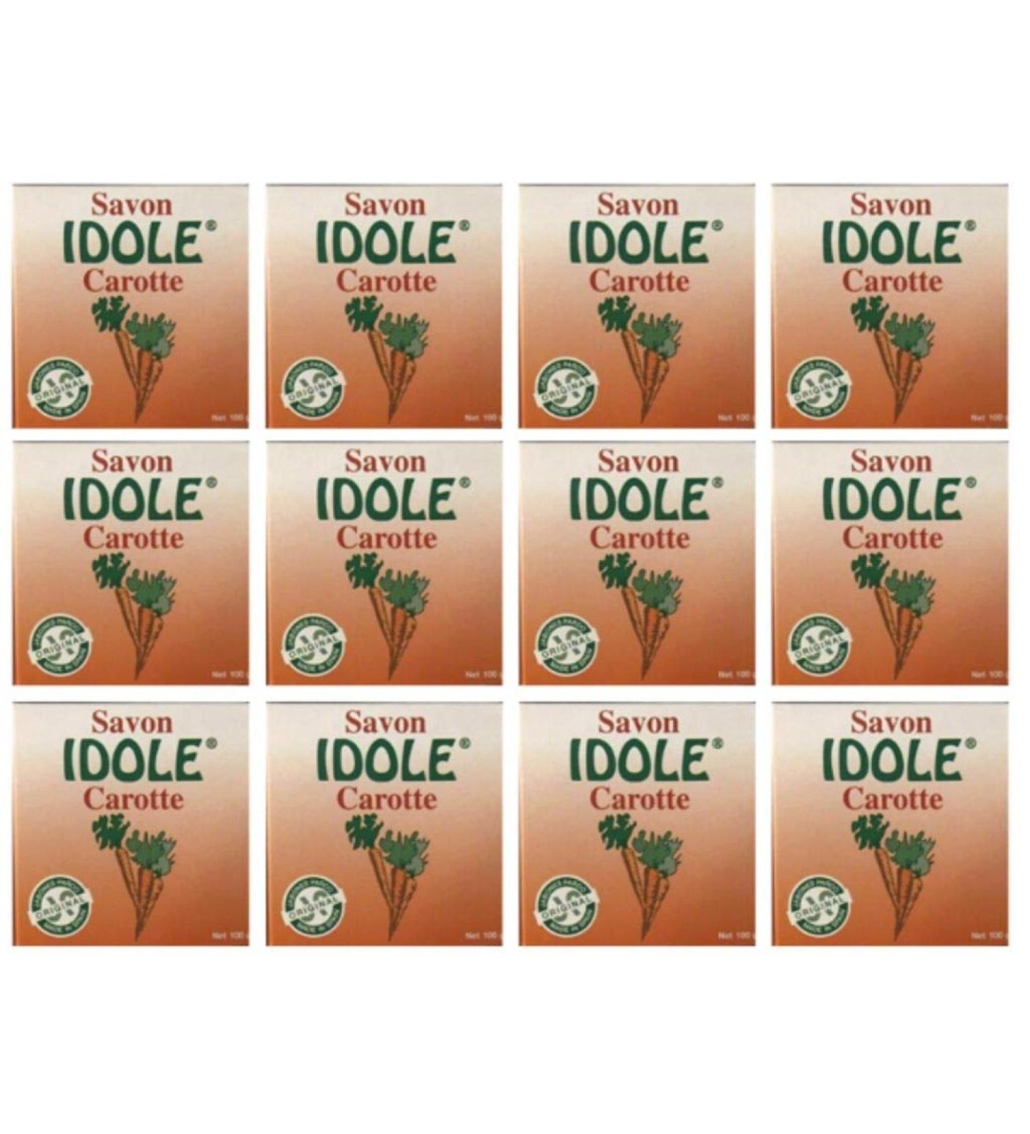 Idole Carrot Soap ORIGINAL MADE IN SPAIN 100g (Pack of 12)