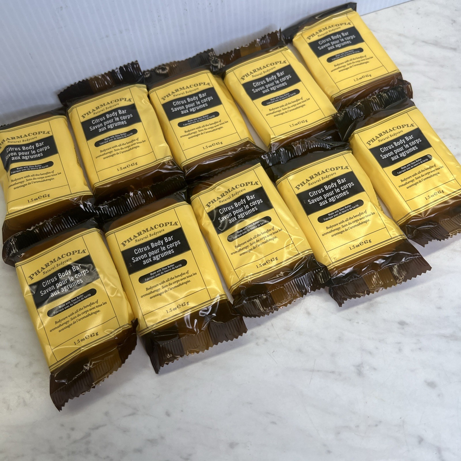 Pharmacopia Citrus Body Bar Aromatic Soap, 1.5 oz Travel Size, Lot of 10 Bars