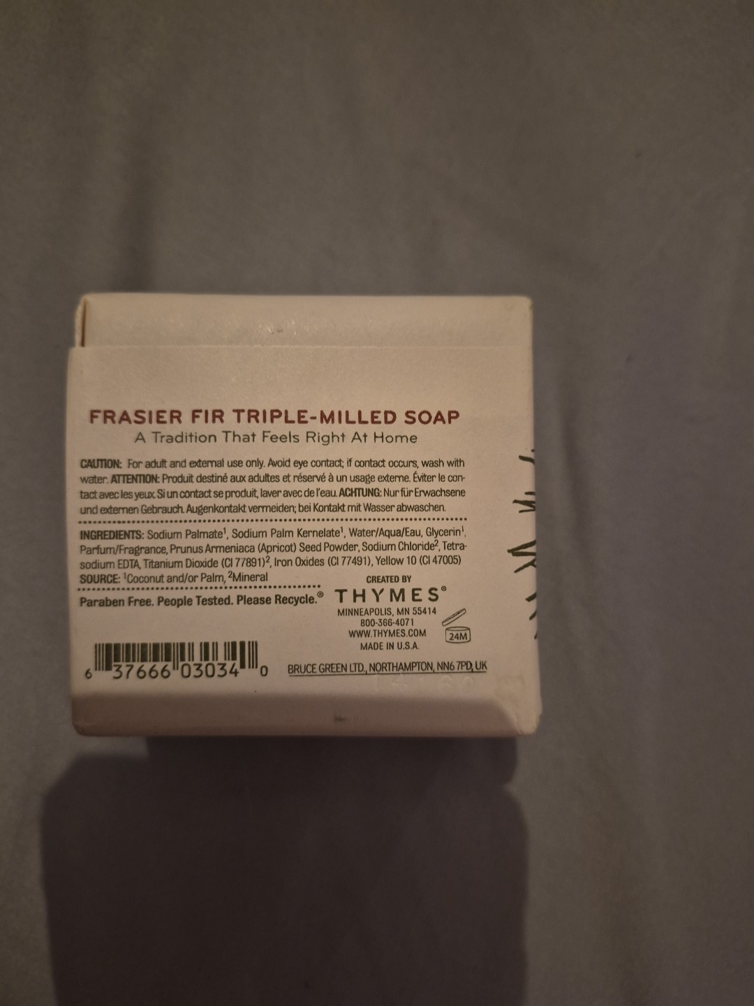 Thymes Frazier Fir Triple Milled Soap 5.5oz NWOB