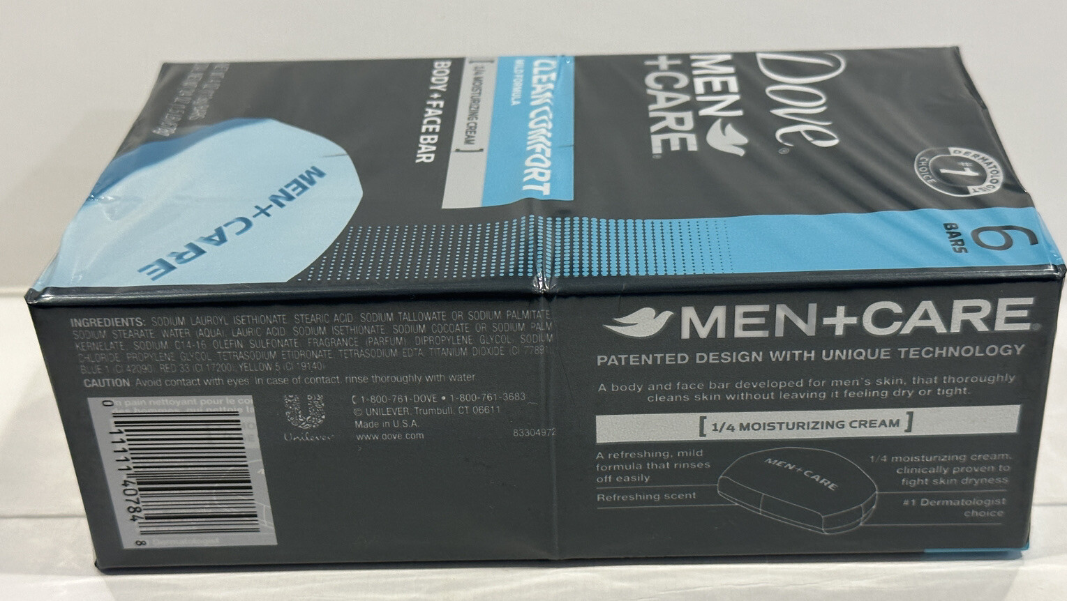 Dove Men Care Elements Body+Face Bar 6 x 4.0oz Moisturizing Cream NIB-6 Pcs.