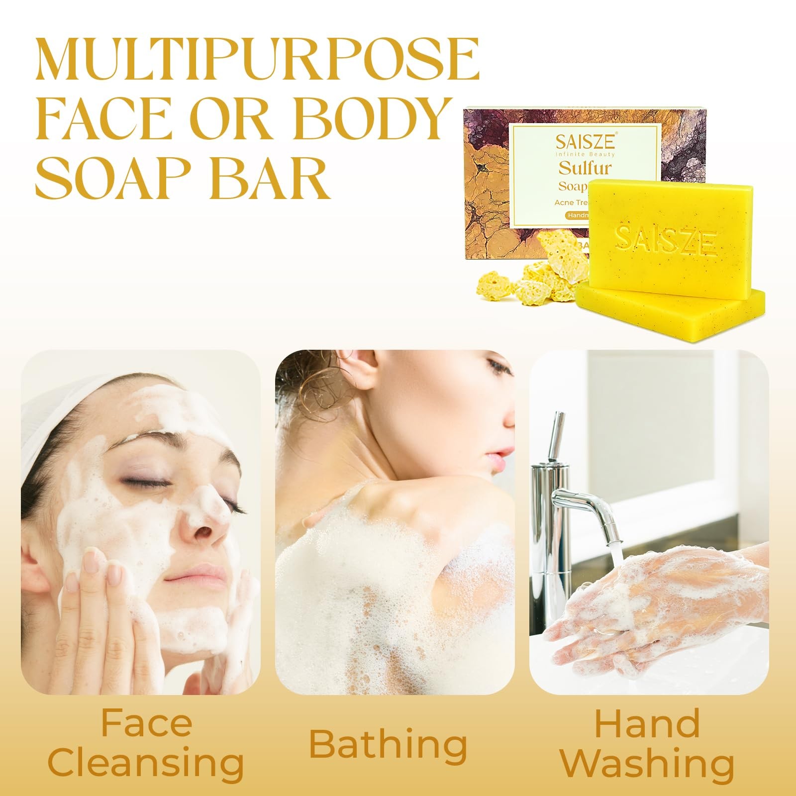Natural Sulfur Soap Bar for Acne Blackheads & Blemishes 4 oz Pack of 2