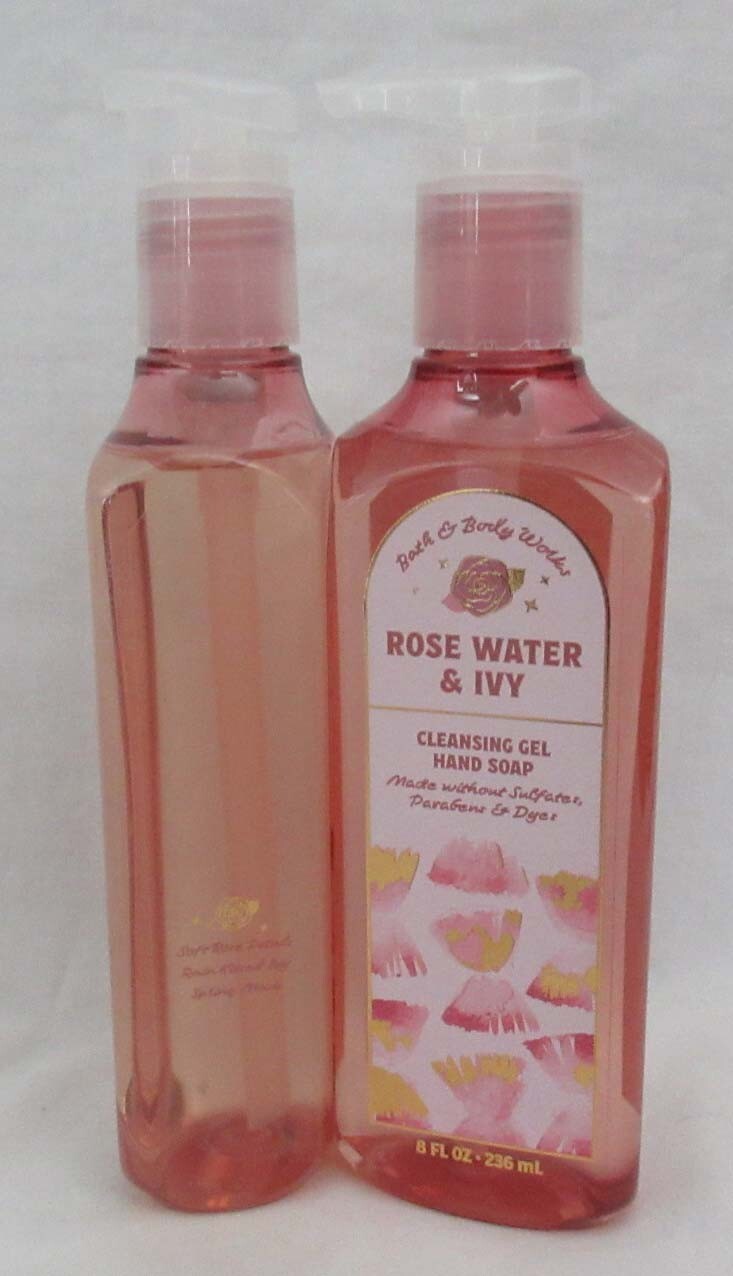 Bath & Body Works Cleansing Gel Hand Soap Lot Set of 2 ROSE WATER & IVY