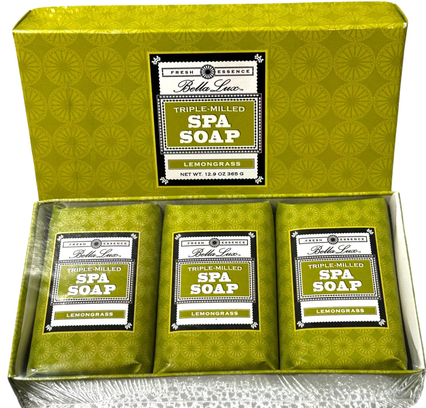 Bella Lux Spa Soap Lemongrass Vegetable Triple Milled 3 Bars in Box READ