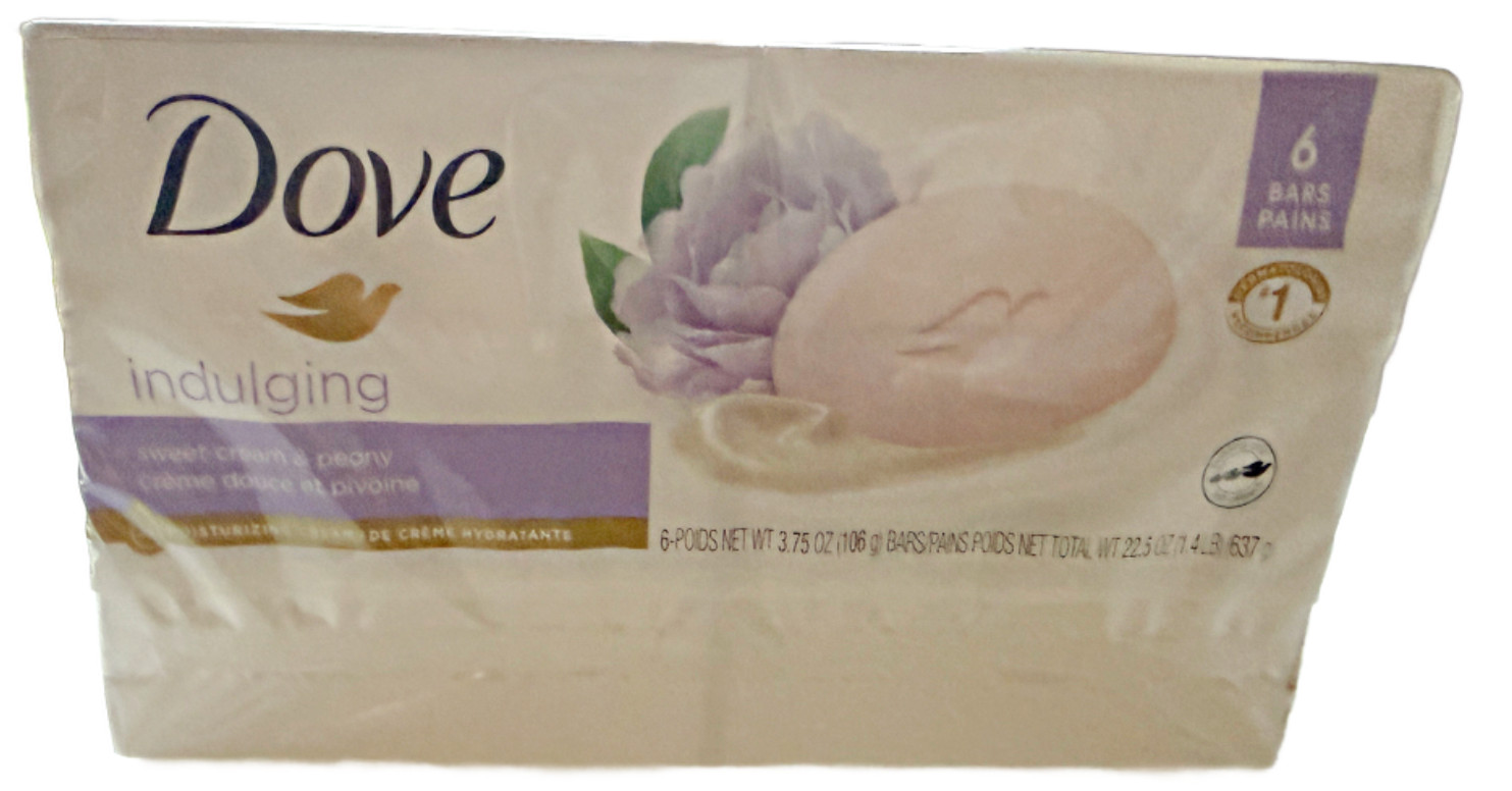 Dove Bar Sweet Cream and Peony Scent Indulging Bar Soap 3.75oz, 6 Count
