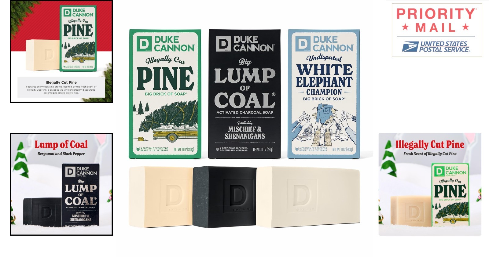 Holiday Variety Soap Trio Large Assorted Scents Quality Bar Soap 425 g