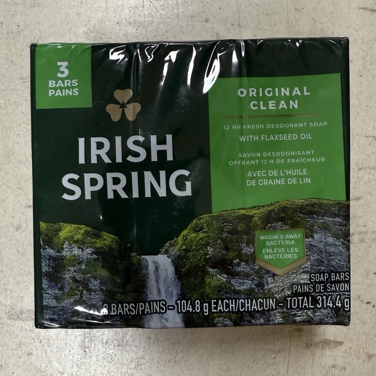 Irish Spring Bar Soap Original Clean 3 Bar Pack 12 Hour Fresh NEW Sealed