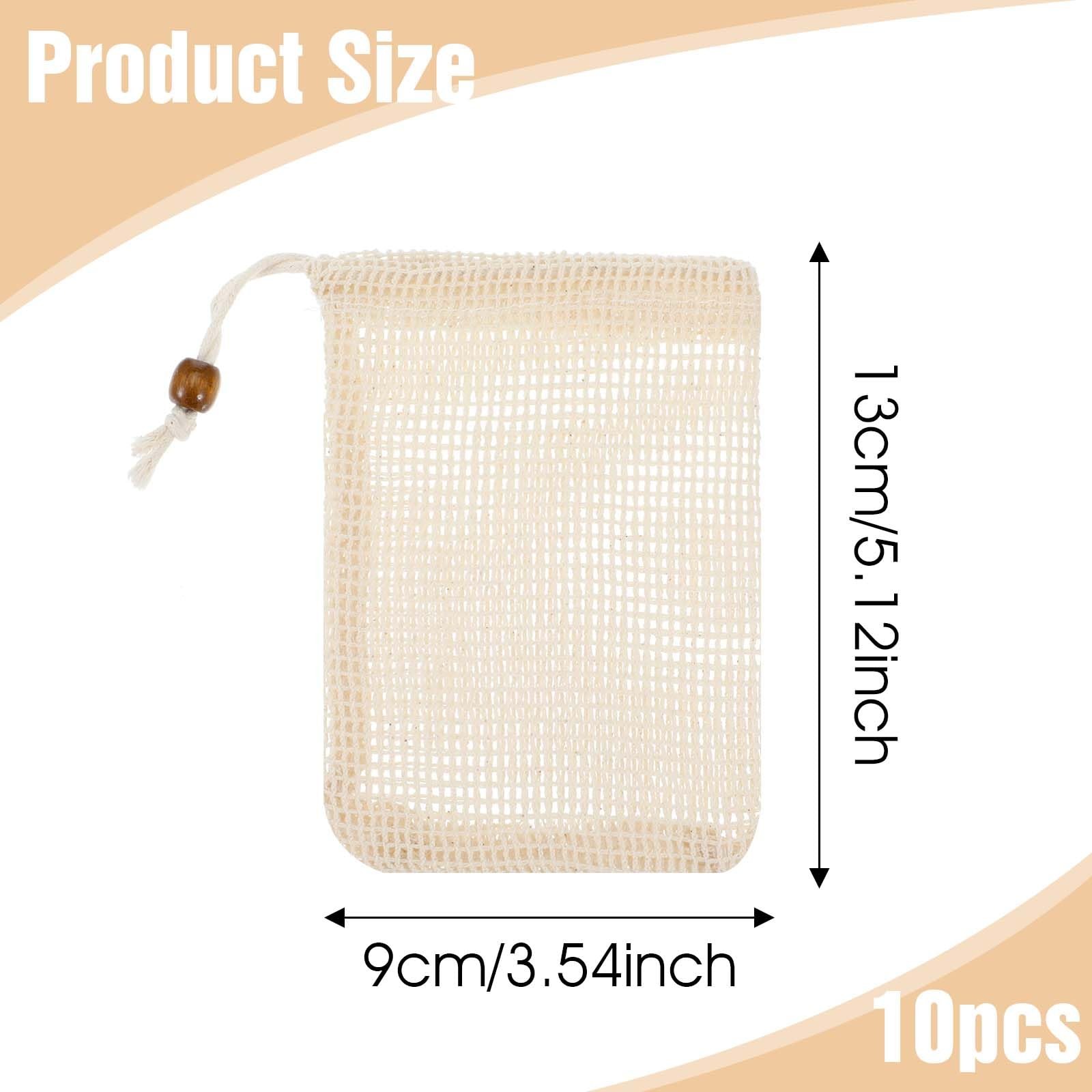 10 Pack Soap Bag, Pure Cotton Soap Saver Bag, Mesh Exfoliating Soap Bag Pouch…