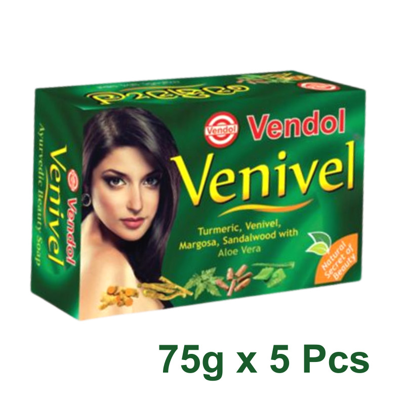 5 Pcs Vendol Venivel Soap Ayurvedic Hearbal Turmeric Margosa Aloe Vera Beauty