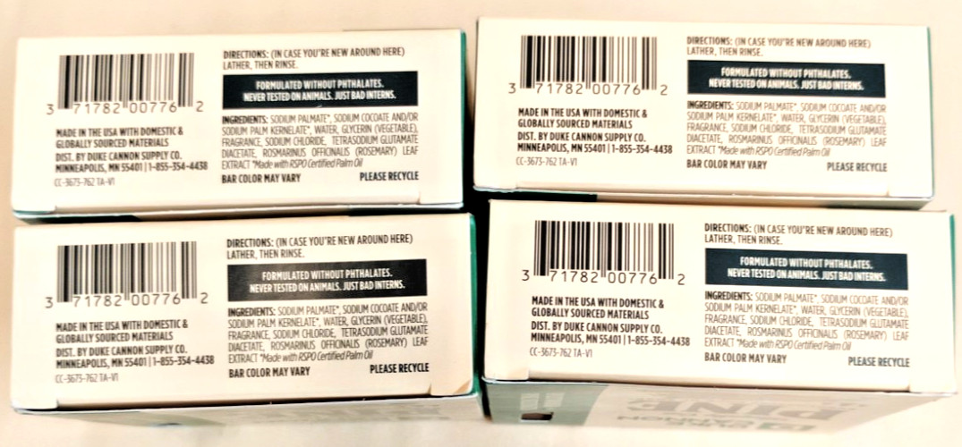 Duke Cannon Illegally Cut Men Puck Soap 5 Oz Pack of 4 Bar Body Wash Block NEW