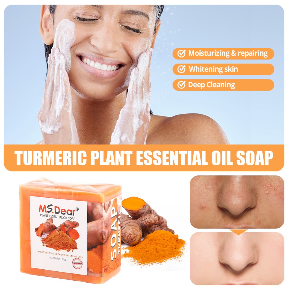 3 Pcs Ginger Tumeric Soap Anti-Acne Dark Spots Removal Body Whitening Soap Bar