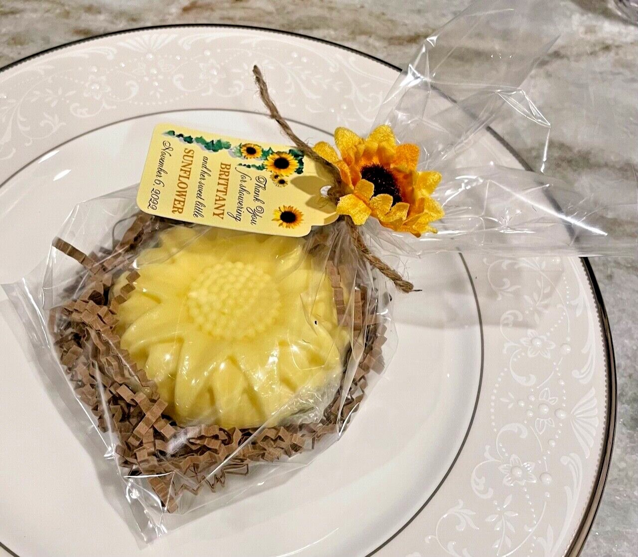 Sunflower Shea Butt Soap Favors for Baby Showers, Bridal Showers, etc