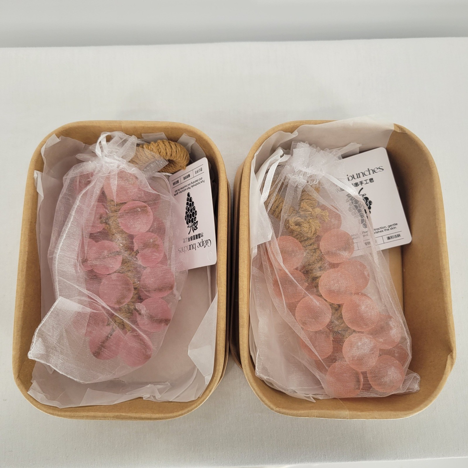 Grape Bunches Handmade Pink Grape Cluster Soap Set of 2 Gift Boxed