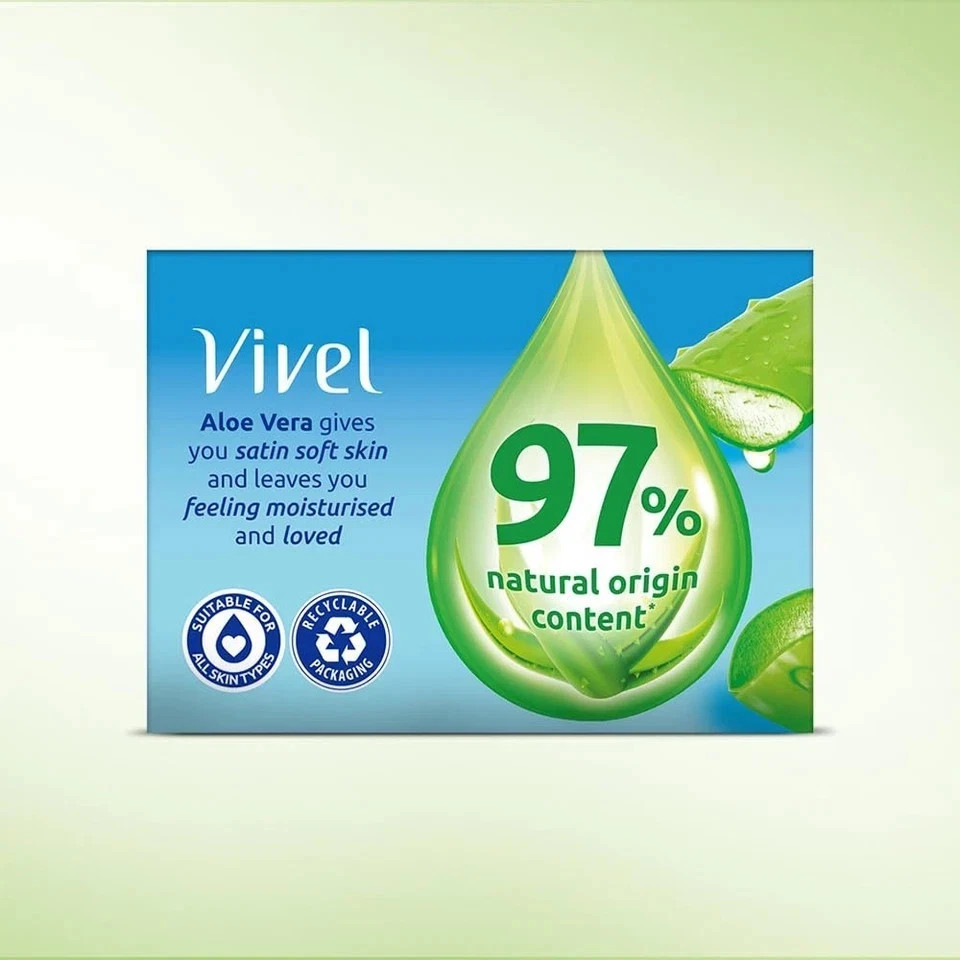 Vivel Aloe Vera Grade 1 + Vitamin E Bathing Soap 150 g × 4 – Soft, Glowing Skin