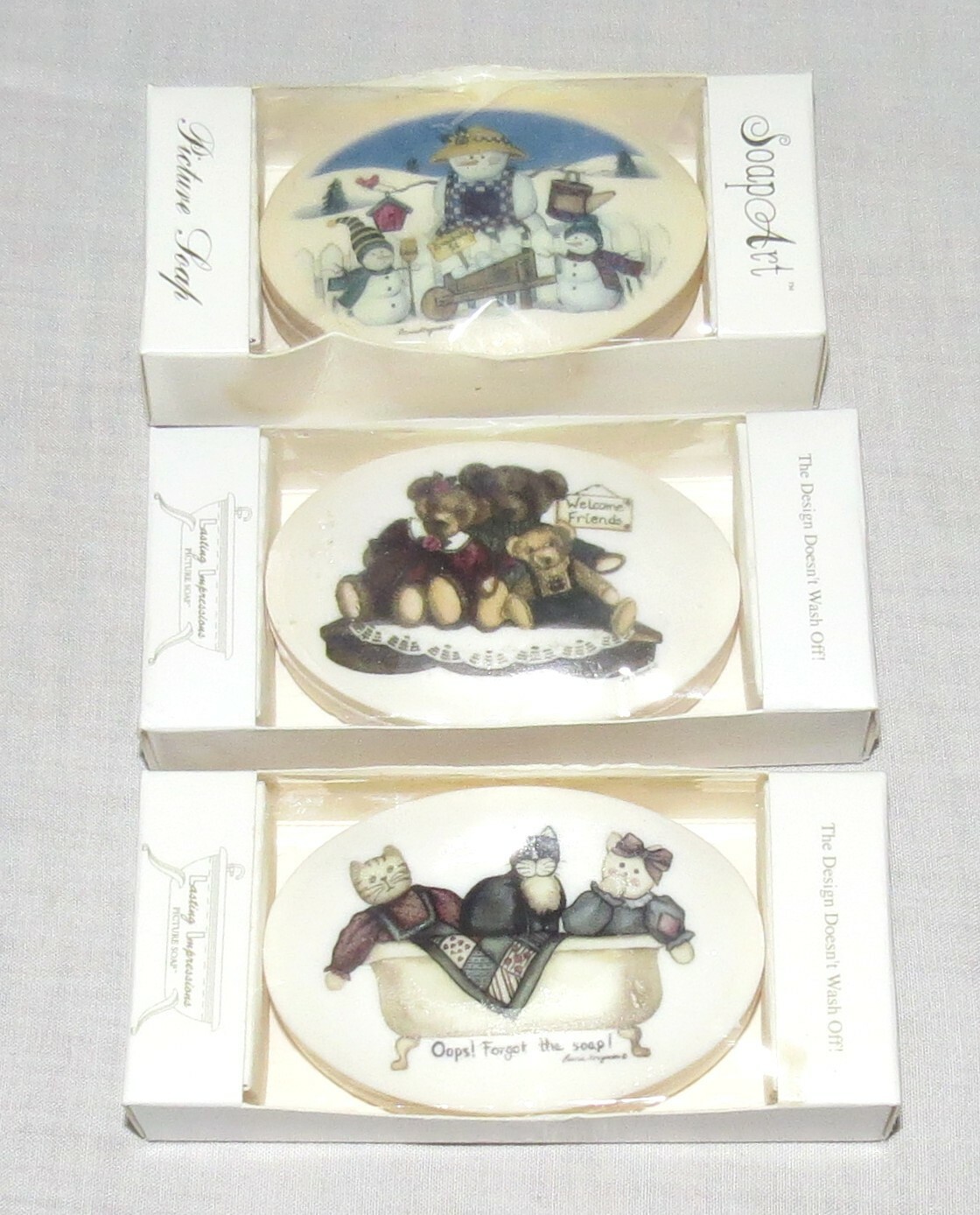 Lasting Impressions Soap Art Picture Soap THREE Boxed Bar