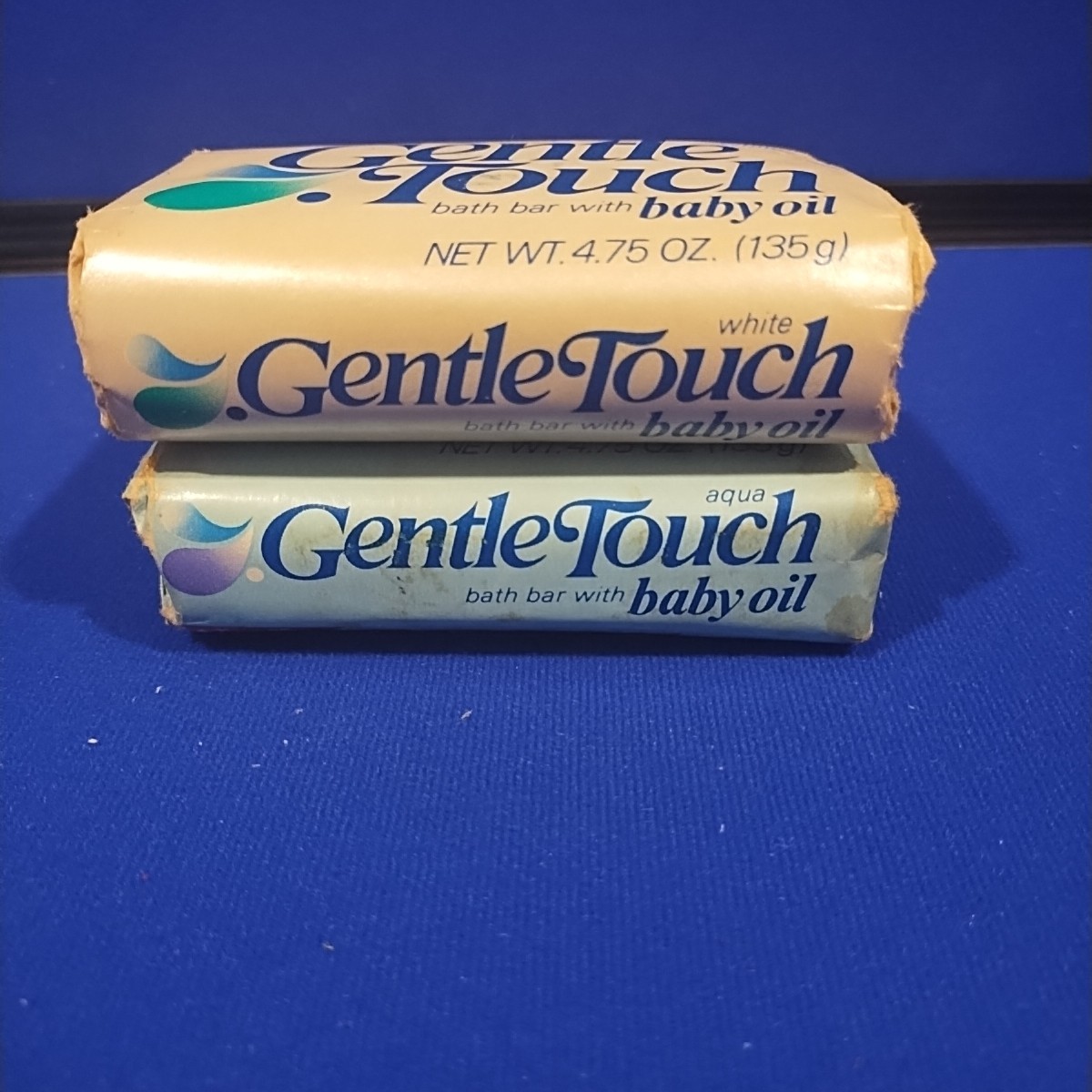 Vintage Gentle Touch Soap Bar Baby Oil Lot Of 2 Pack Aqua 4.75 oz NOS USA Bath