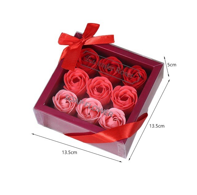 9 Pc Red Gift Box Essential Oil Soap Bath Flowers Valentine’s Day Love Wife