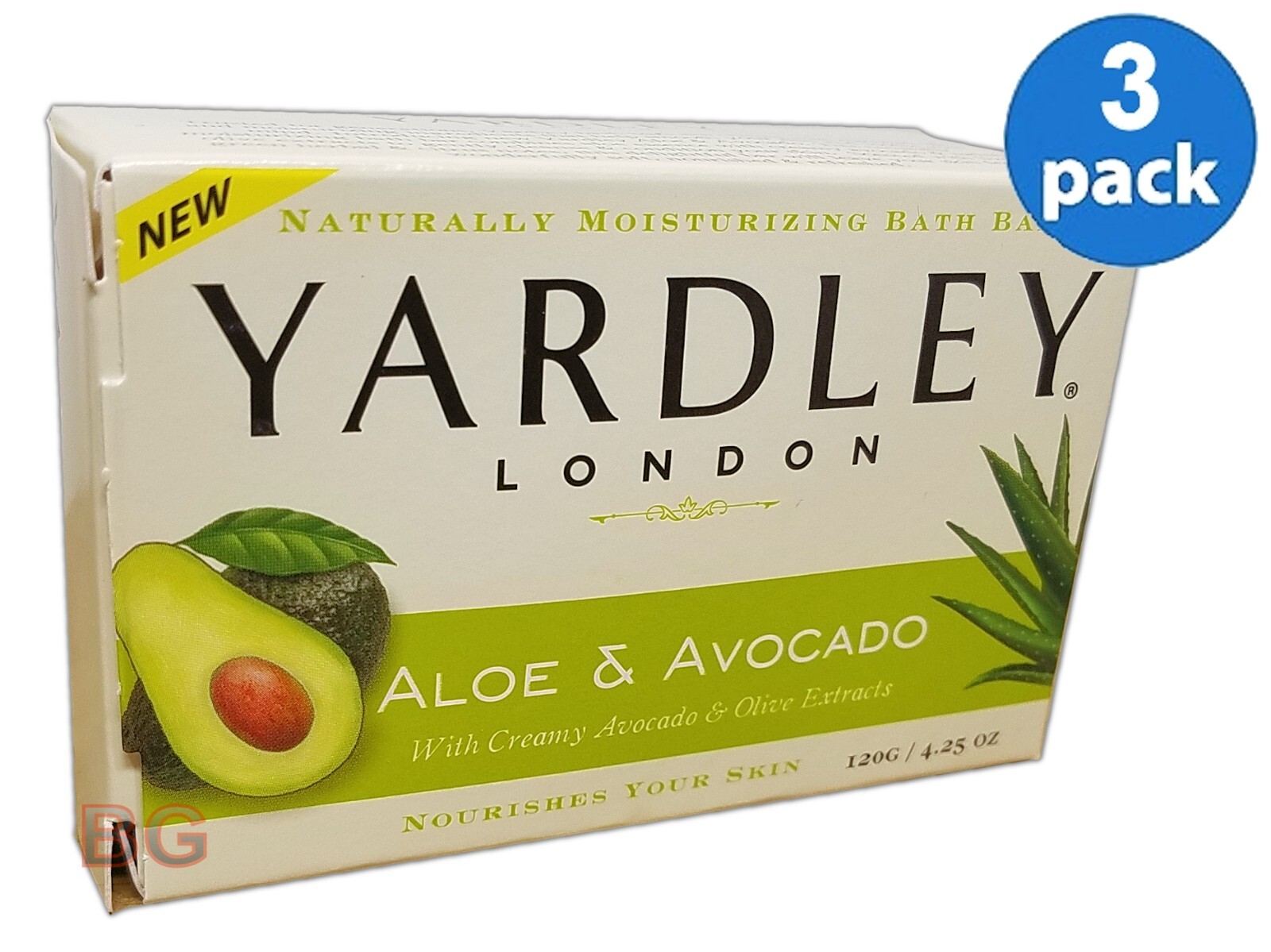 YARDLEY SOAPS 4.25oz ALOE & AVOCADO Skin Moisturizing Soap FREE Shipping 3-Bars