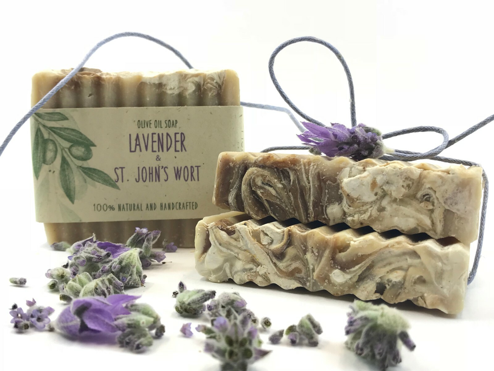 Set of 2 organic handmade lavender olive oil bar soaps antibacterial vegan