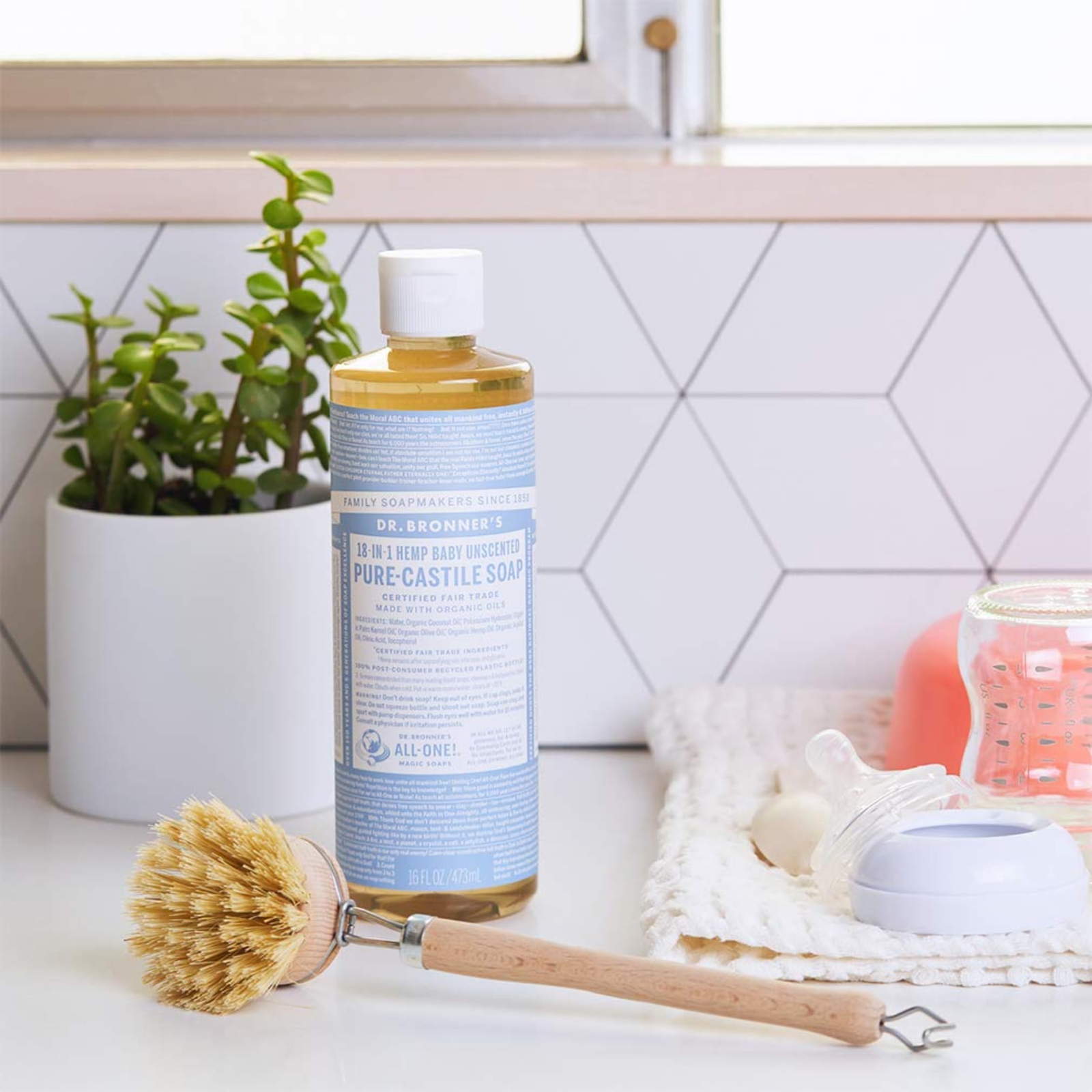 Dr Bronner’s Pure Castile Liquid Soap Baby Unscented 16 Oz Organic Fair Trade