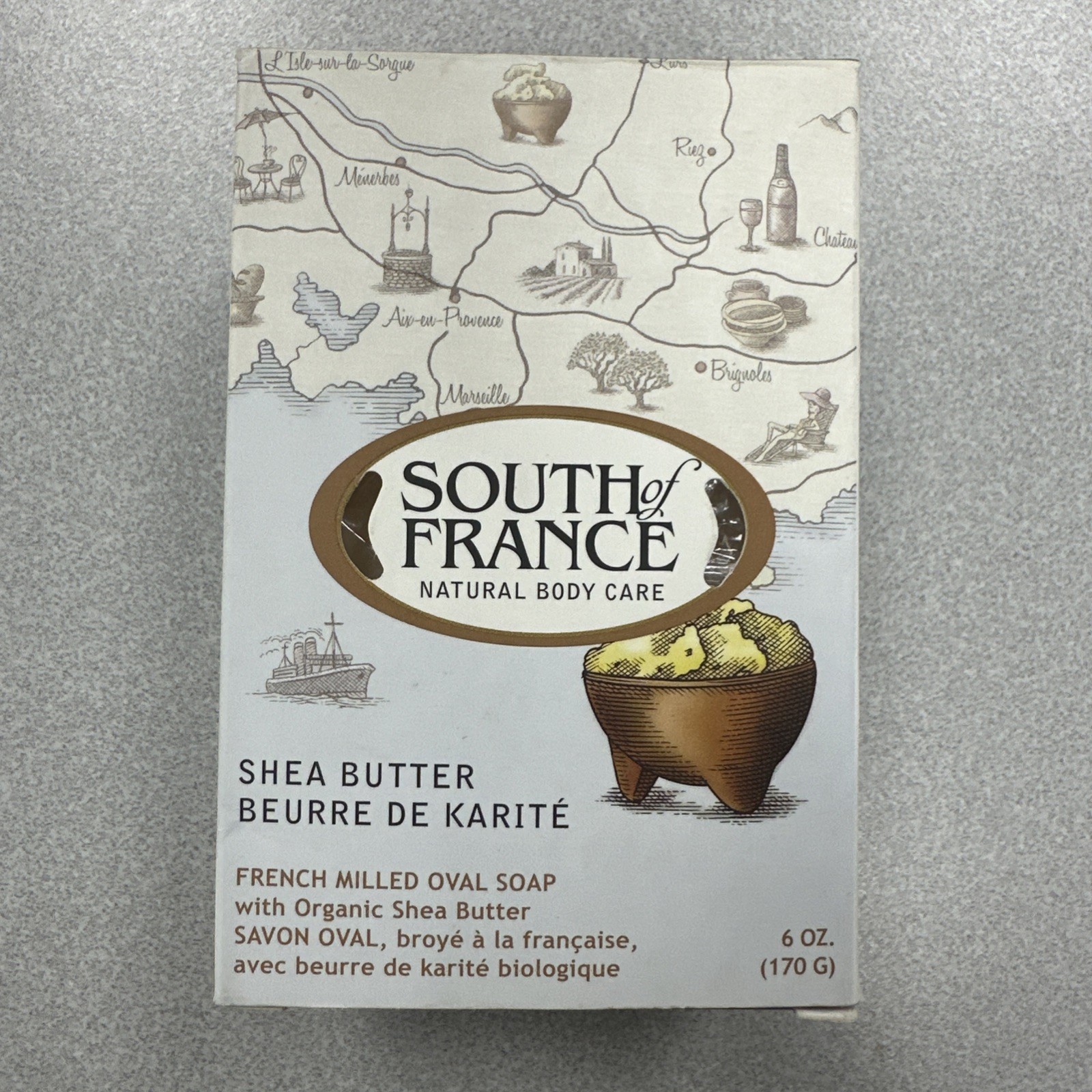 South Of France French Milled Oval Bar Soap Shea Butter 6 oz Natural Body Care