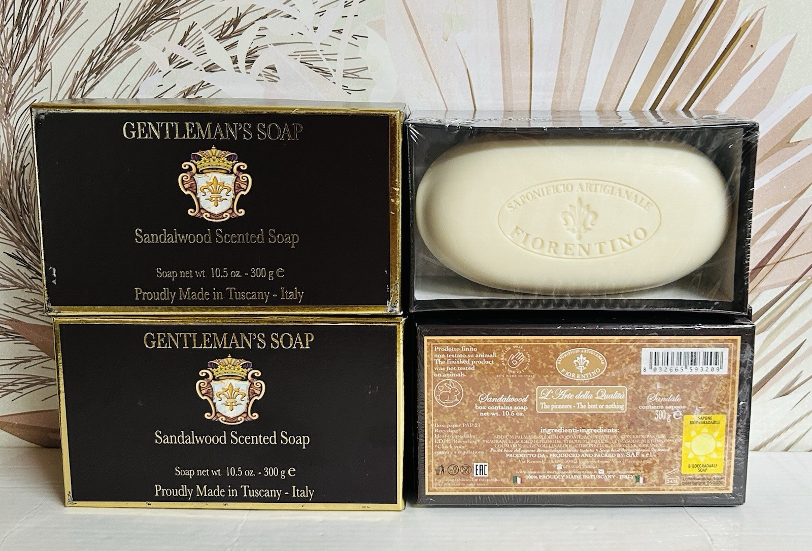 4-Pack Saponificio ~ Sandalwood Scented Bar Soap from Italy 10.5 oz Each