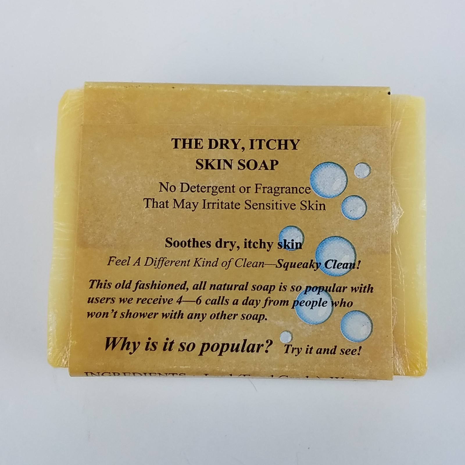 Grandma’s Pure & Natural Lye Soap Bar for Face & Body 6oz for Itchy Dry Skin