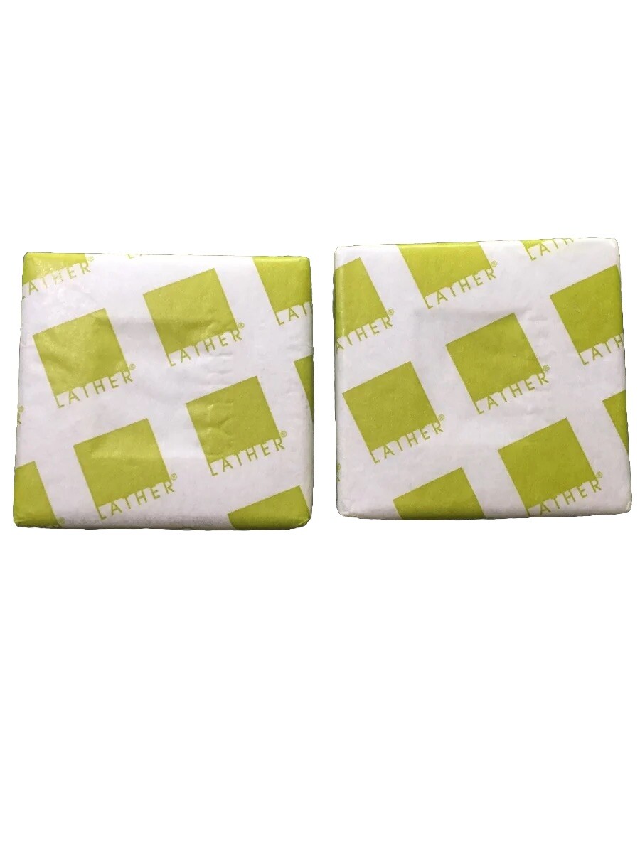 LATHER BRAND LEMONGRASS BATH SOAP (2) 2 OUNCE SQUARE BARS SHIPS TOMORROW