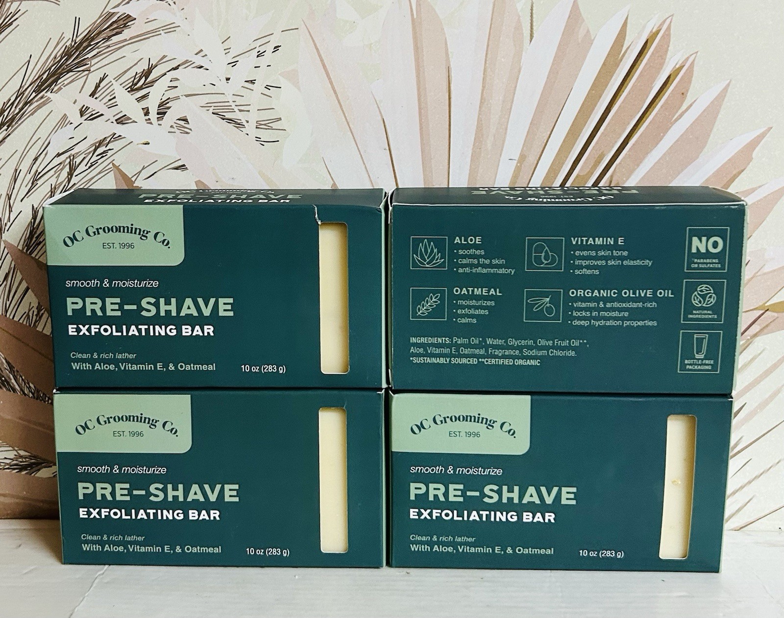 4-Pack OC Grooming Co. ~ Pre-Shave Exfoliating Bar Soap with Aloe & Vitamin E