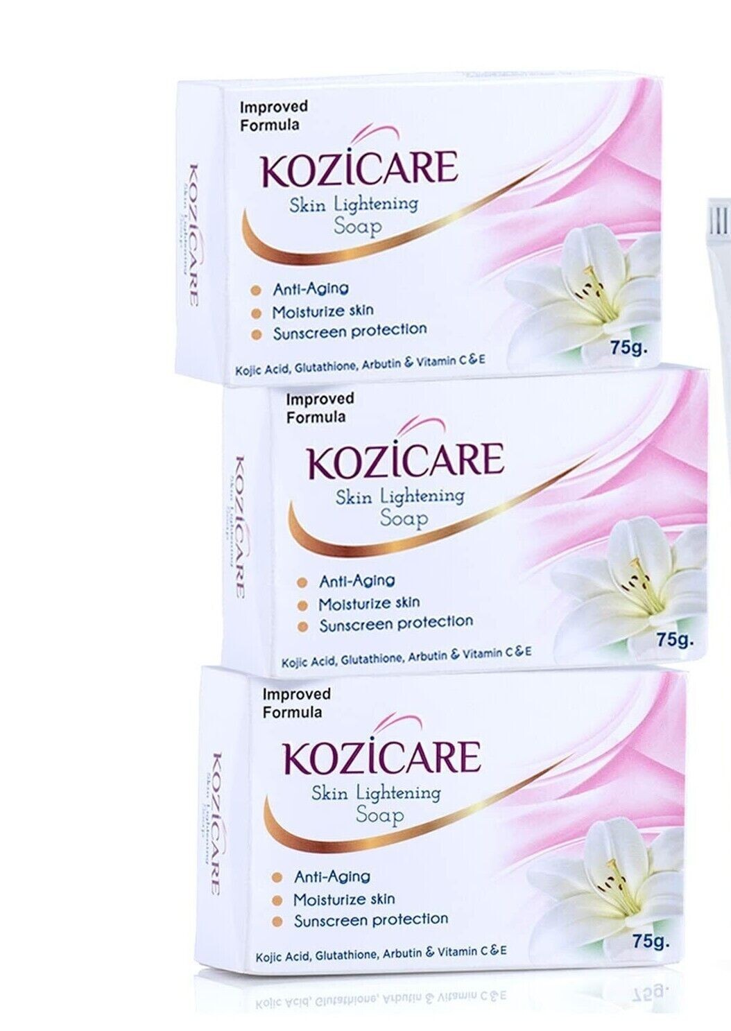 Kozicare Skin Lightening Soap with Kojic Acid & Glutathione – 75g ( Pack of 6 ).