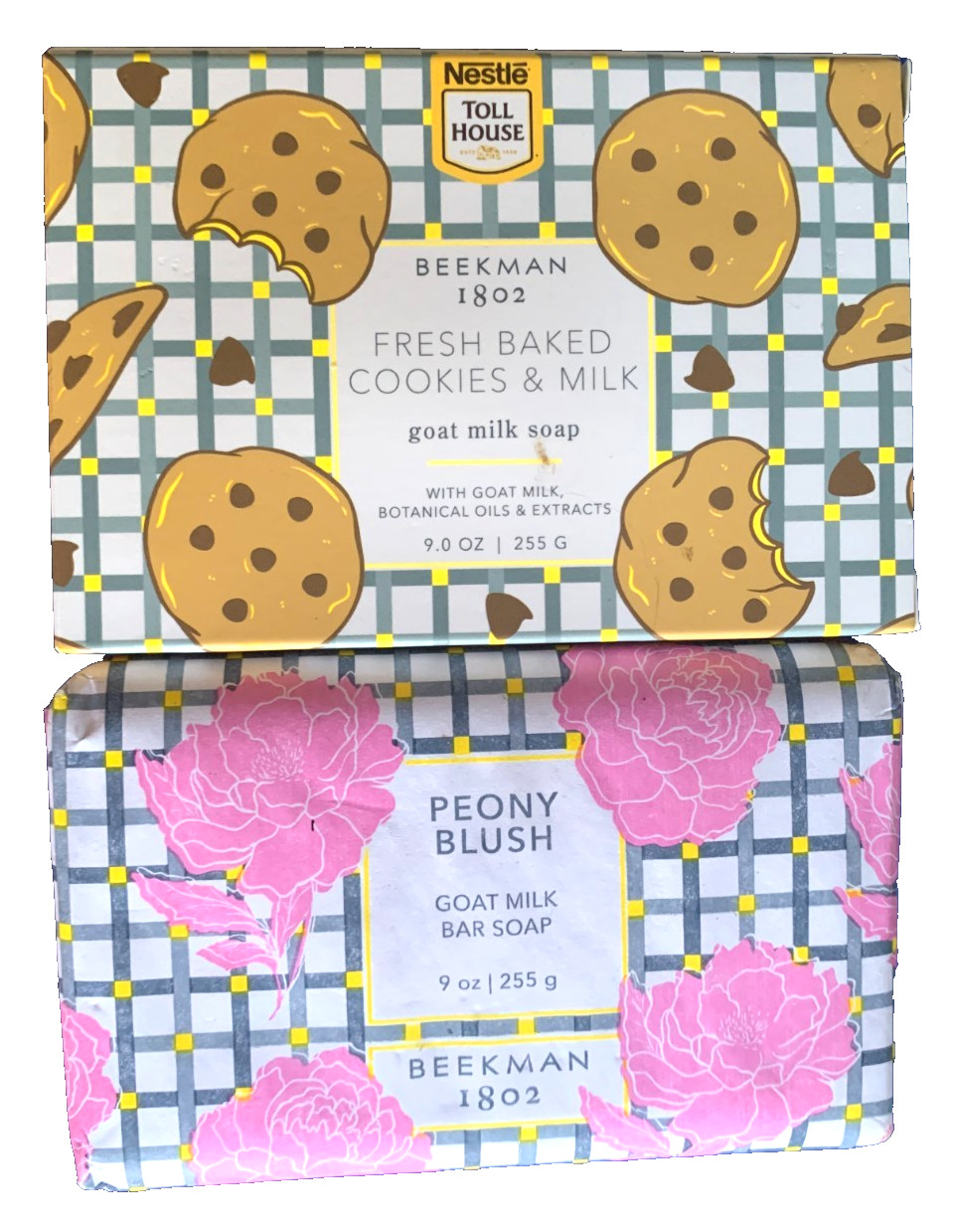 Beekman 1802 9oz Goat Milk Soap Fresh Baked Cookies & Peony Blush Lot of 2