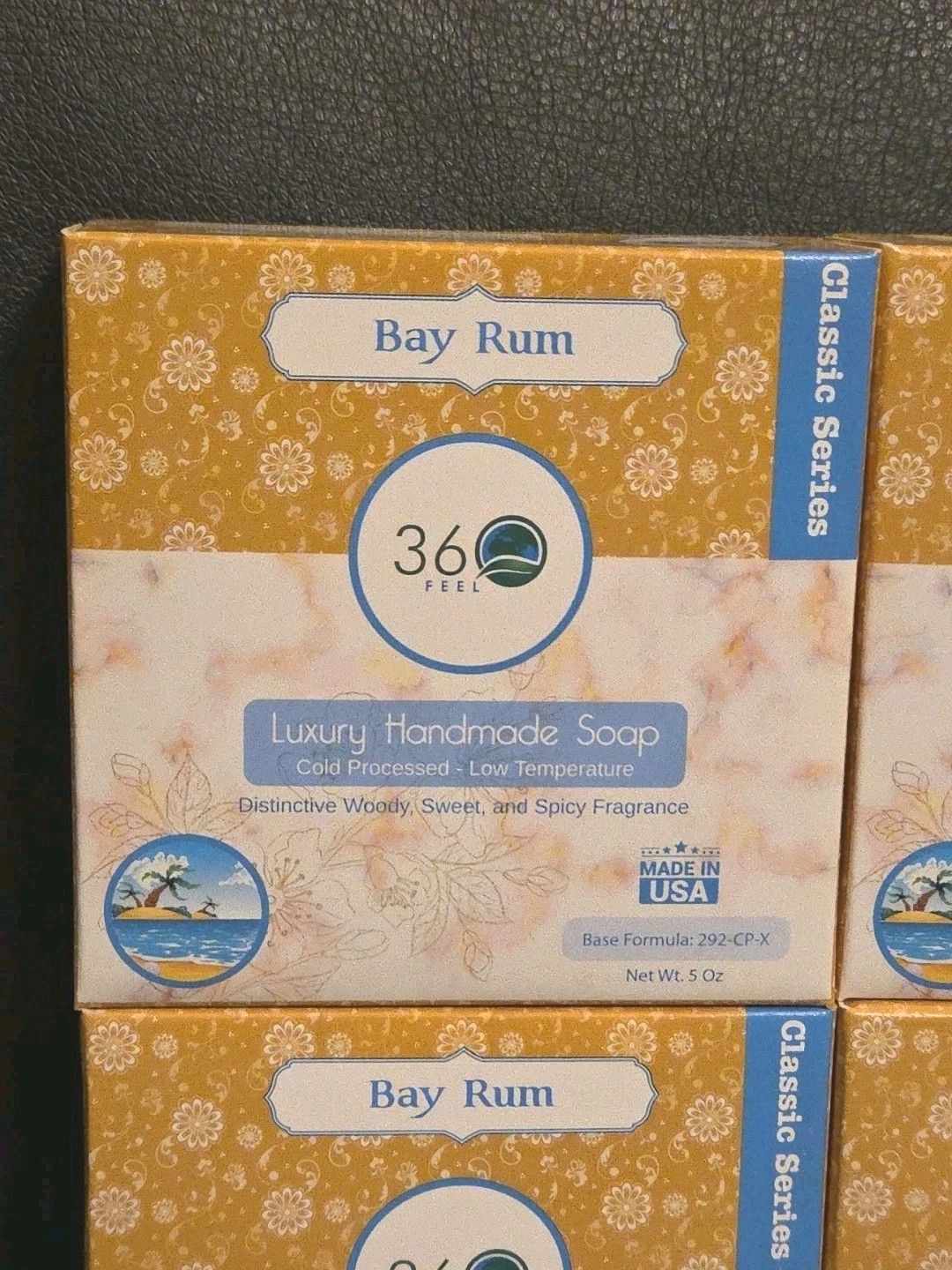 4pk – 360 Feel Bay Rum Bar Soap Handmade All-Natural USA Made 5oz Each New