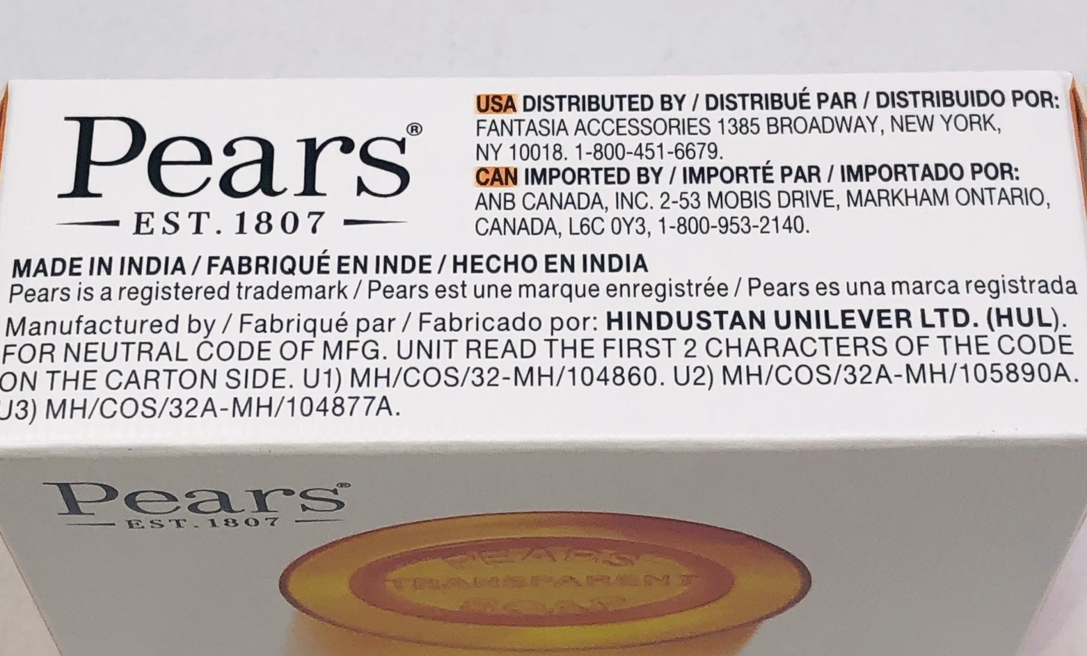 4~ Pears Transparent Glycerin Bar Soap 3.53 Oz Each ORANGE COLOR (FREE SHIPPING