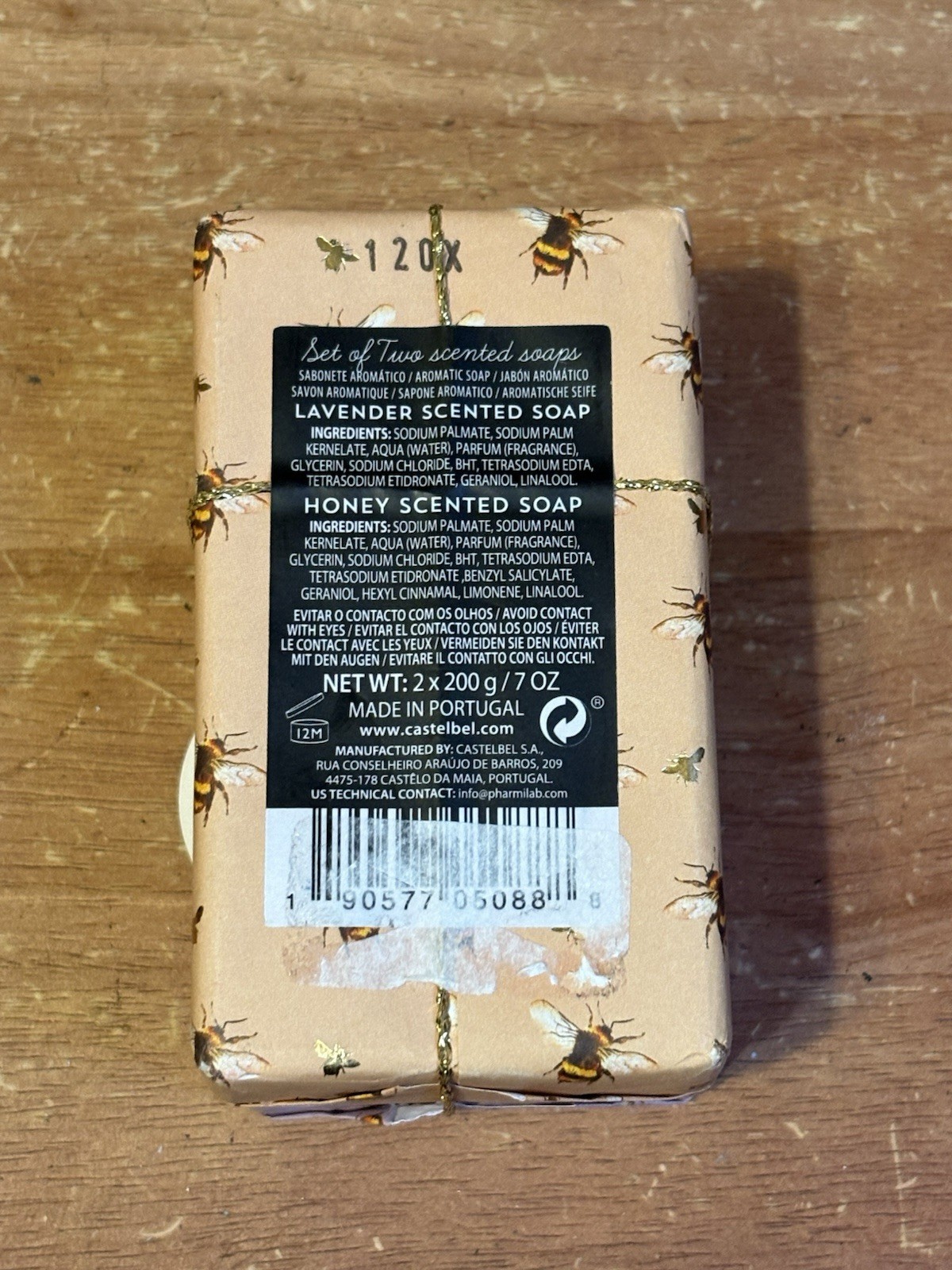 Castelbel Bar Soap: 2-Pack (Wild Lavender & Pure Honey) 7oz ea -Made In Portugal