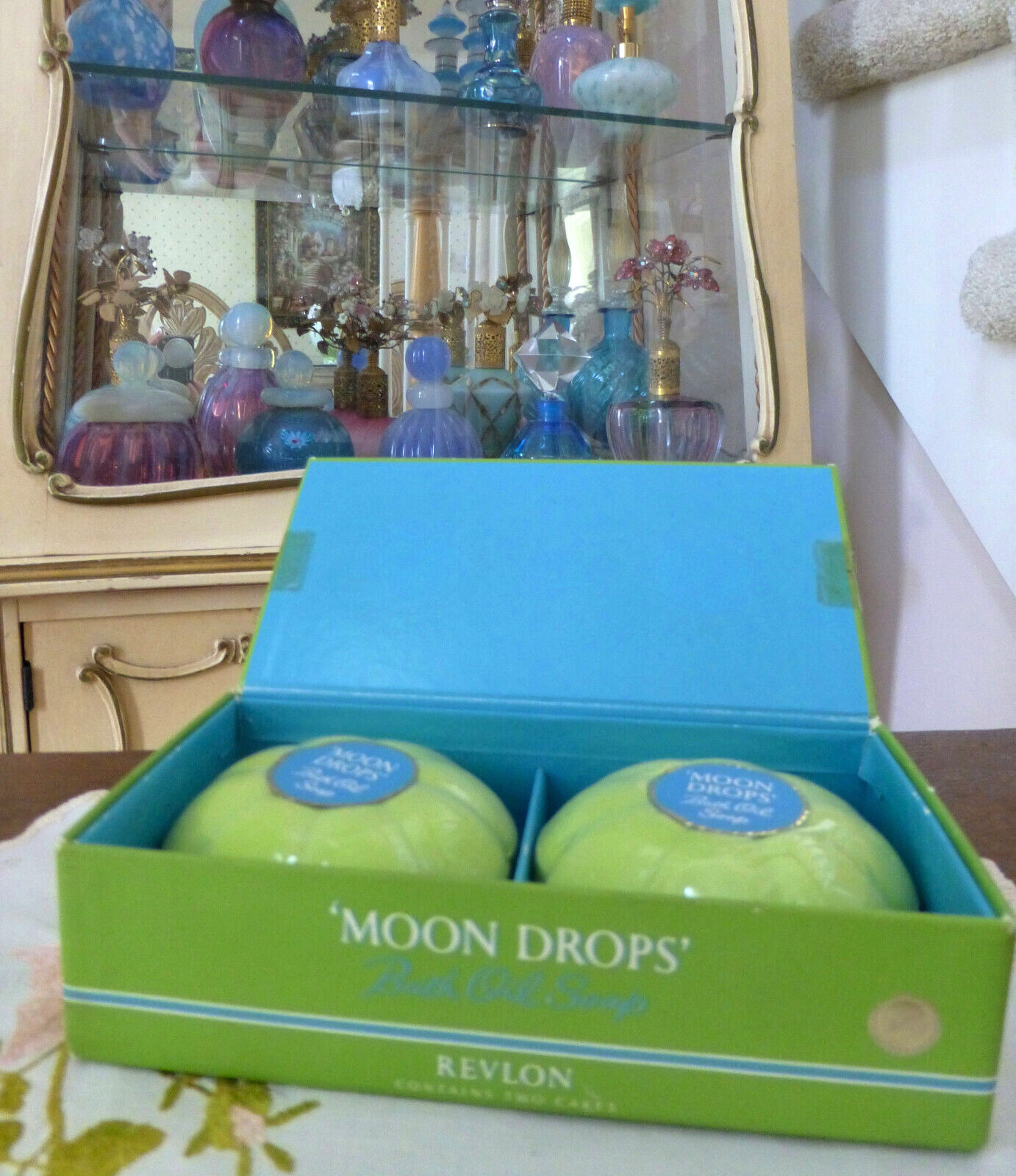 VTG 1970s Revlon MOON DROPS Bath Oil Soap Set 4.2 Oz Ea or 8.4 Oz/240g TOTAL Wt.