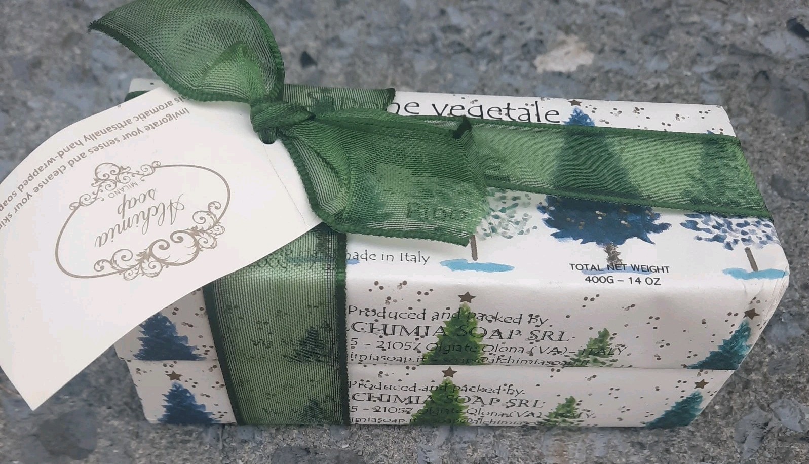 ALCHIMIA Italy Pine Holiday Soap Set 2x 7oz/200g Bars Total 14 Oz 400g